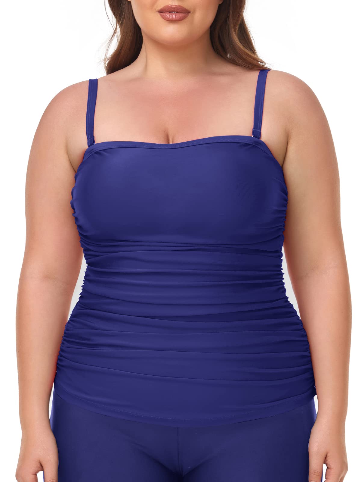 Ocean Blues Women's Bandeau Tankini Top - Ruched Swimwear for Women - Perfect for Beach, Pool & Summer Vacations