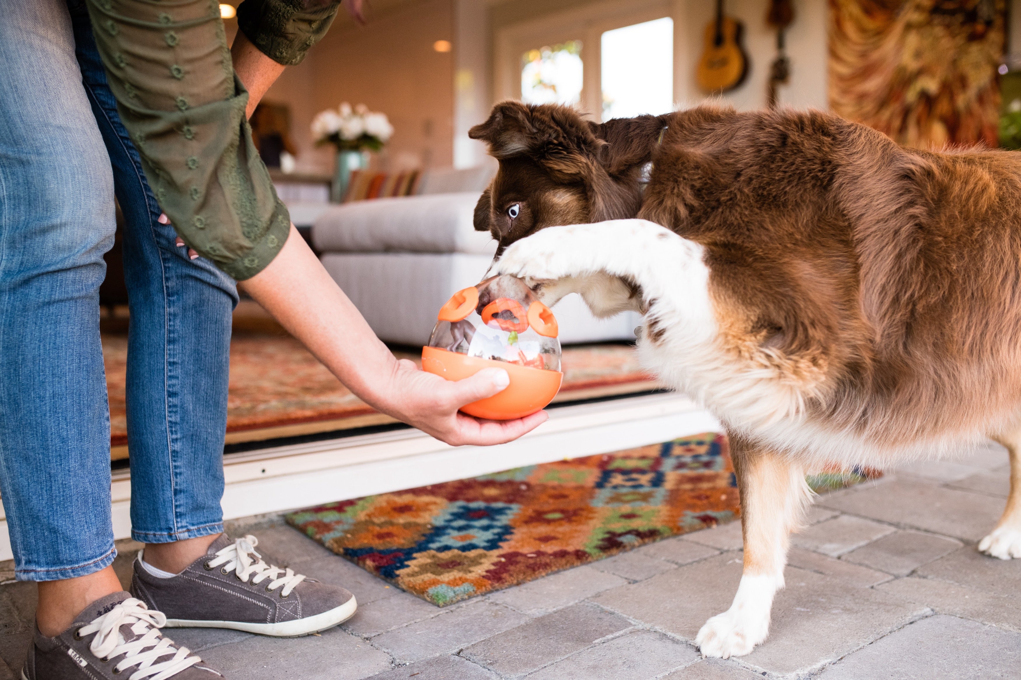 Wobble Ball Dog Toy with Treat Dispenser - Orange | Interactive Pet Play Toy for Dogs - Fun Training & Mental Stimulation for Small & Large Breeds - Indoor & Outdoor Use