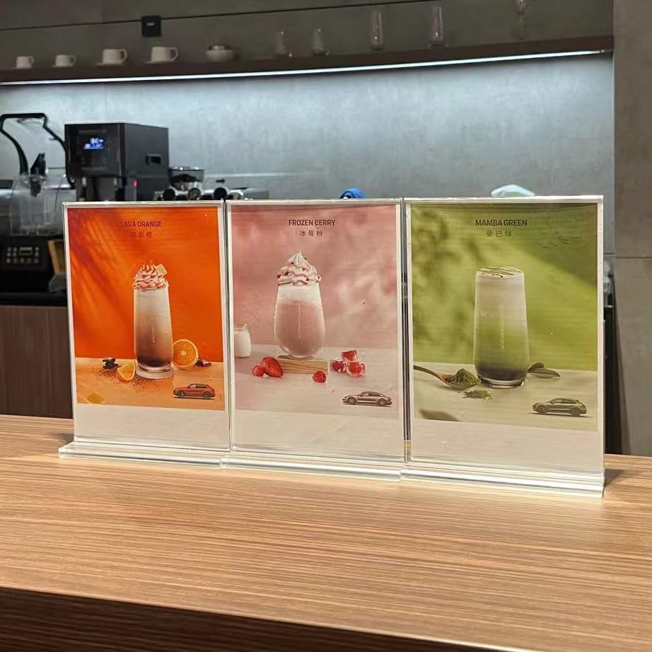 3 Pack 4x6 Inch Acrylic Sign Holders - T-Shaped Double Sided Desktop Display Stand for Flyers, Menus, Photos & Business Cards - Perfect for Restaurants, Retail Stores & Office Use