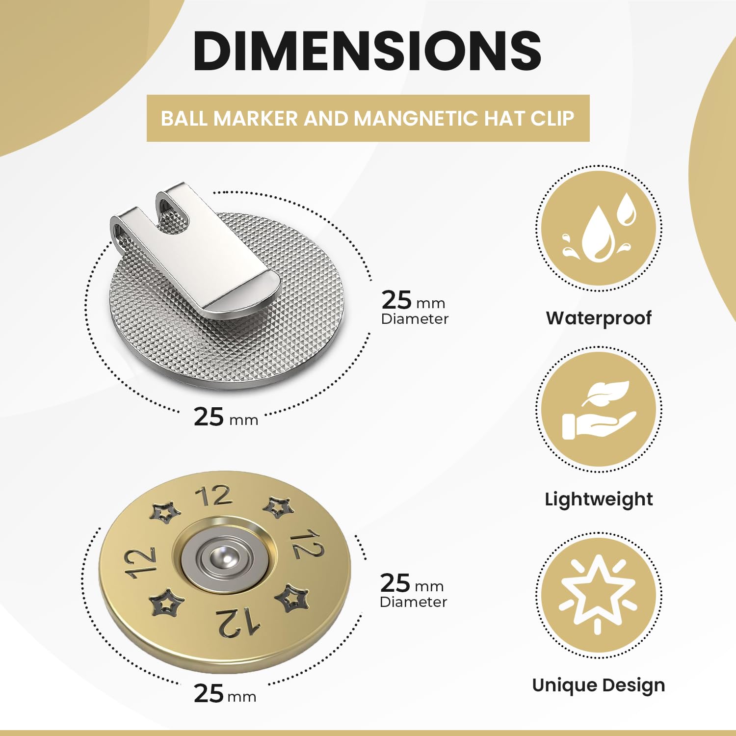 K9King 12 Gauge Shotgun Shell Golf Ball Marker & Hat Clip Set - Premium Golf Accessories for Precision Marking & Style | Perfect for Golf Tournaments, Practice Rounds & Course Play