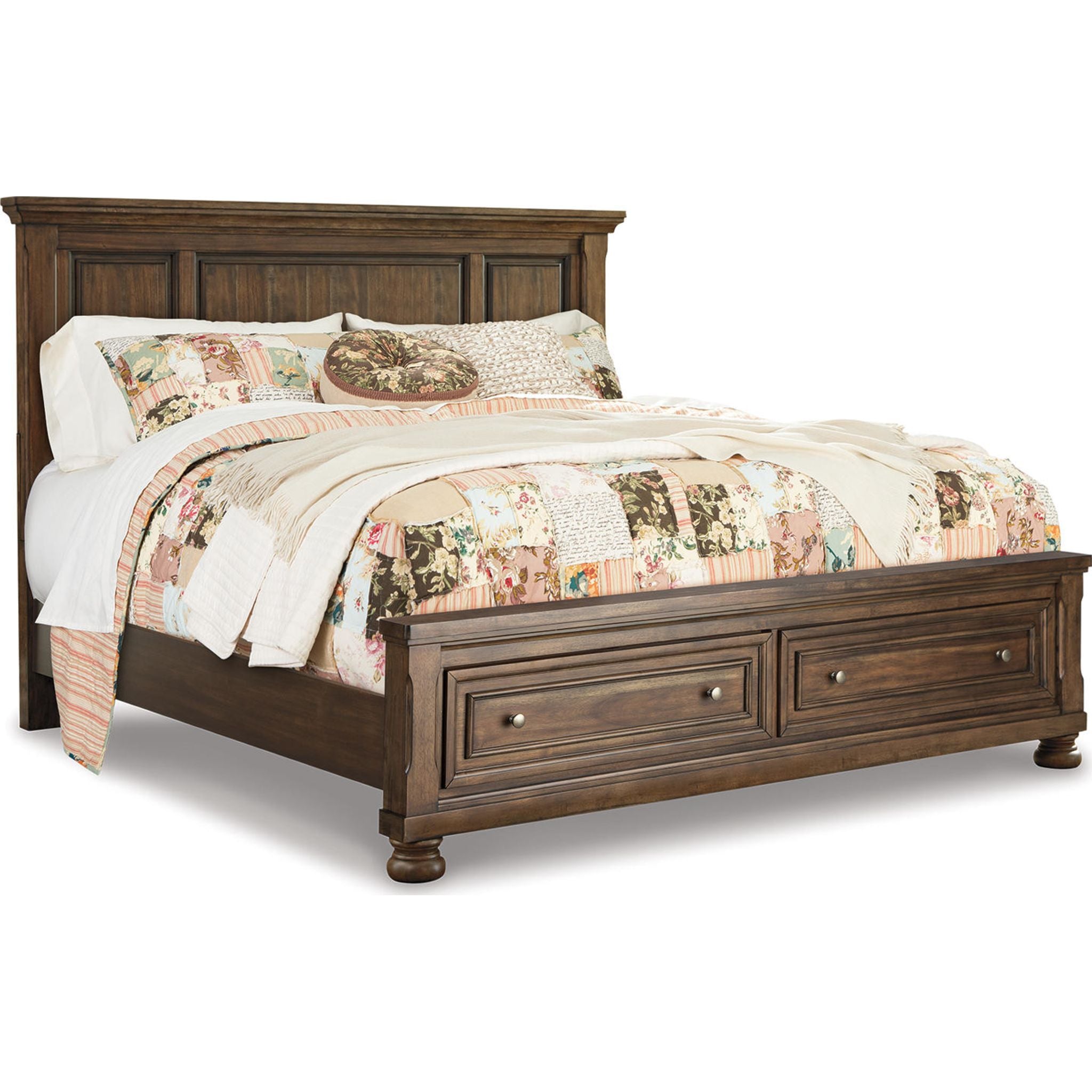 Baymore Queen Size Panel Bed with Storage Drawers - Modern Wooden Bed Frame with Underbed Storage for Small Spaces - Perfect for Bedrooms, Apartments & Guest Rooms