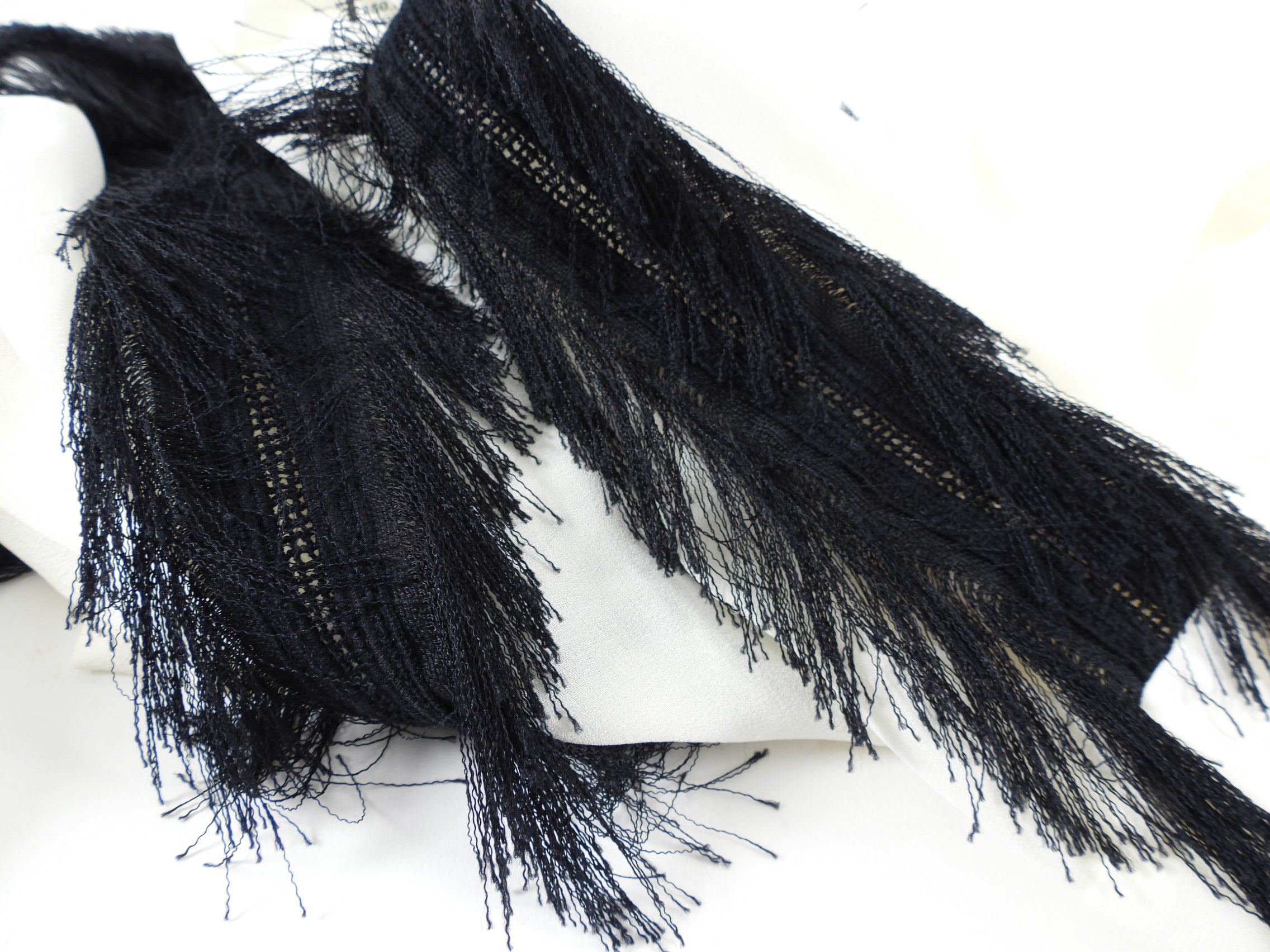 Chloe Ivory Long Sleeve Blouse with Black Fringe Detail - Women's Size FR38 / US6 - Perfect for Office Wear, Date Night & Special Occasions