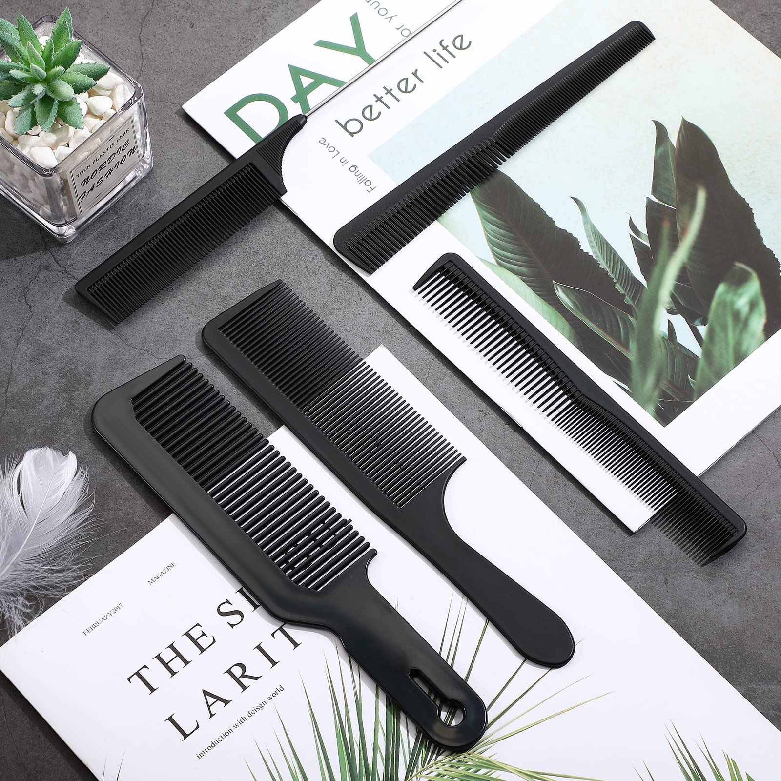 Patelai 5-Piece Professional Hair Cutting Comb Set - Carbon Fiber Barber Combs with Fine Teeth, Anti-Static & Heat Resistant - Styling & Tapered Combs for Men & Women - Perfect for Salon, Home Haircuts & Styling