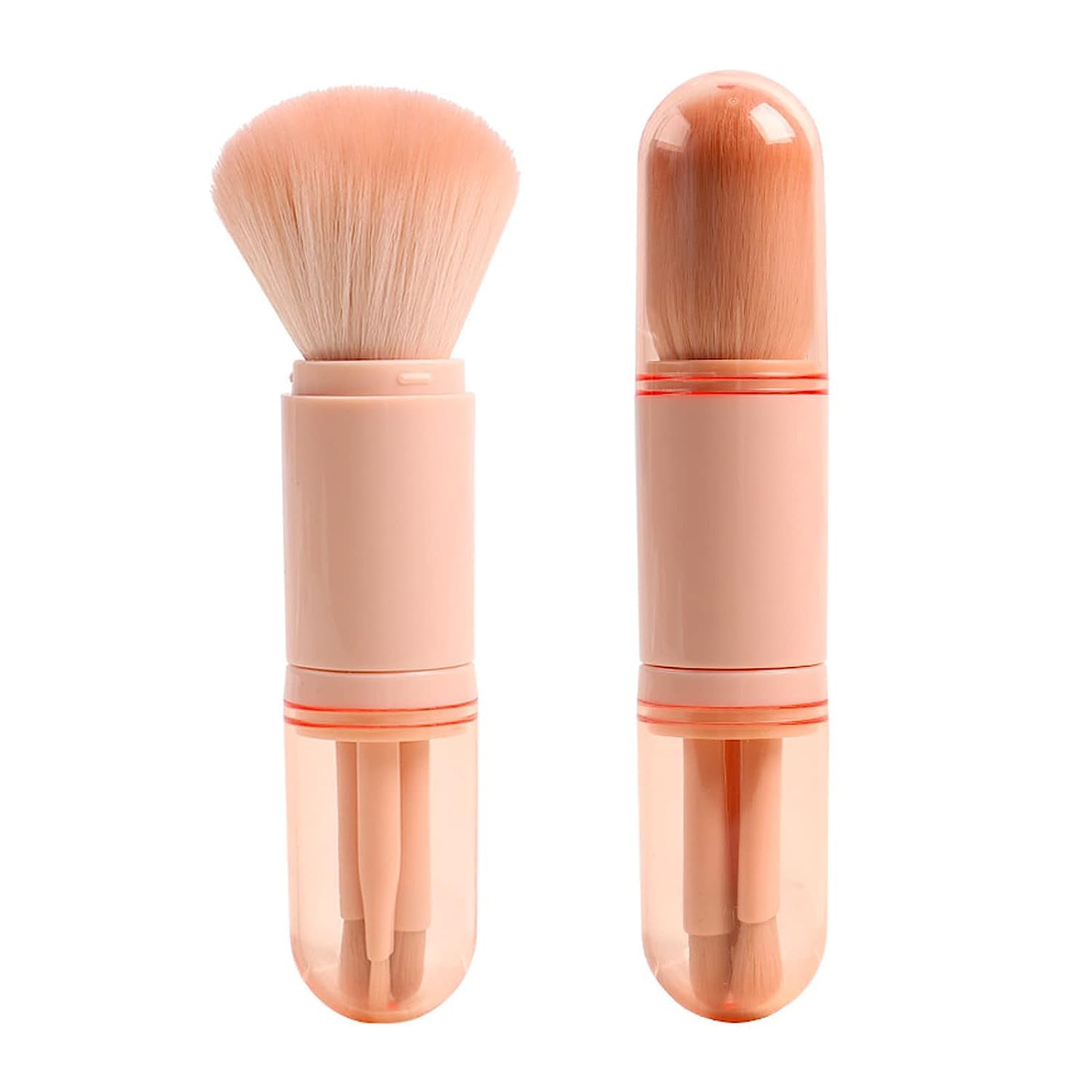 DD Retails 4-in-1 Retractable Makeup Brush Set - Portable Telescopic Cosmetic Brushes for Women with Lip, Highlight, Eyeshadow & Foundation Brush (Pack of 1) | Perfect for Travel, On-the-Go Touch Ups & Professional Makeup Application