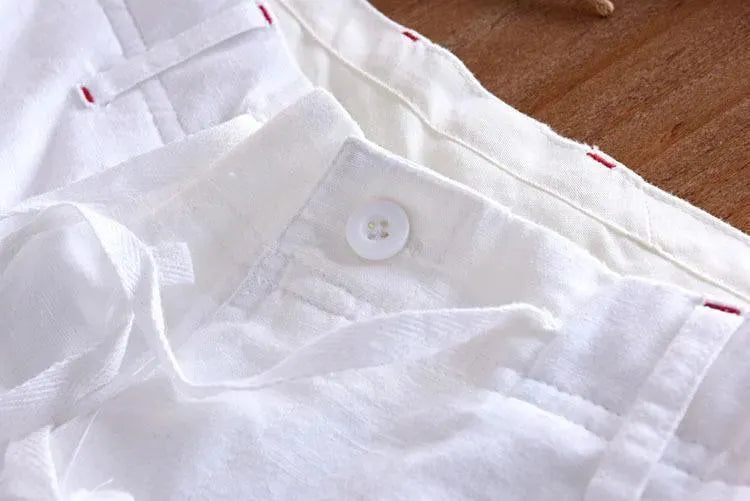 Men's Capri Linen Pants - Breathable Summer Shorts for Casual Wear & Beach Vacation | Lightweight Comfortable Travel Pants
