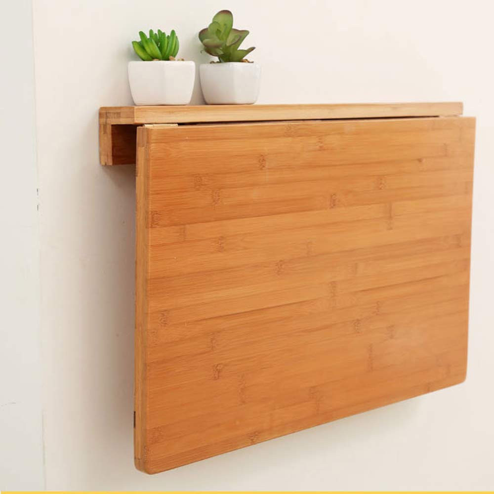 Space-Saving Folding Wall Mounted Drop Leaf Table - Bamboo Kitchen Dining Desk, Multi-Functional Study & Computer Desk for Small Spaces (60/70/80/100cm) - Perfect for Apartments, Dorms & Tiny Homes