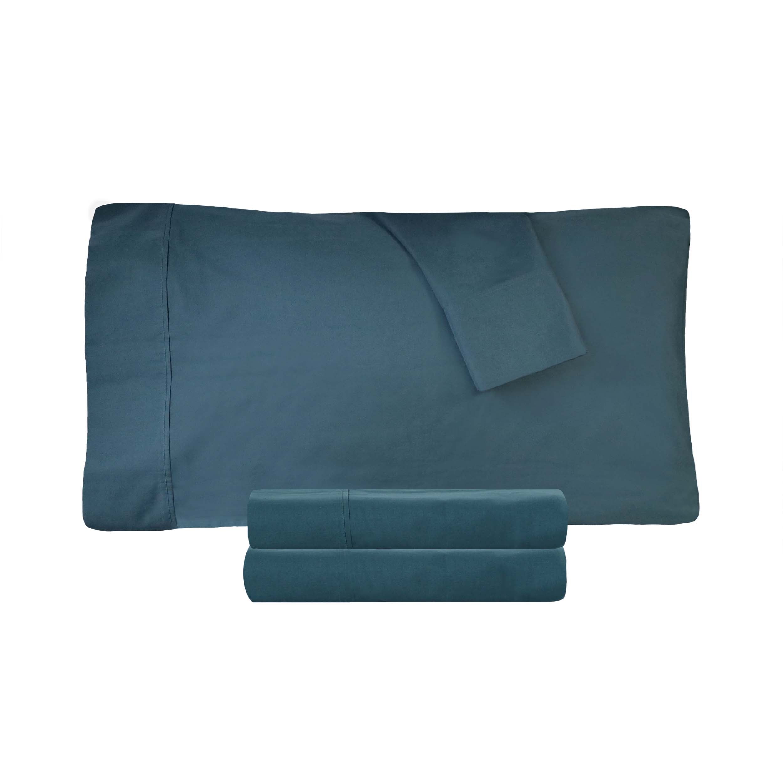 300 Thread Count Cotton Percale Solid Deep Pocket Bed Sheet Set - Queen Size, Soft & Breathable Luxury Sheets for Comfortable Sleep - Perfect for Master Bedroom, Guest Room or Vacation Home
