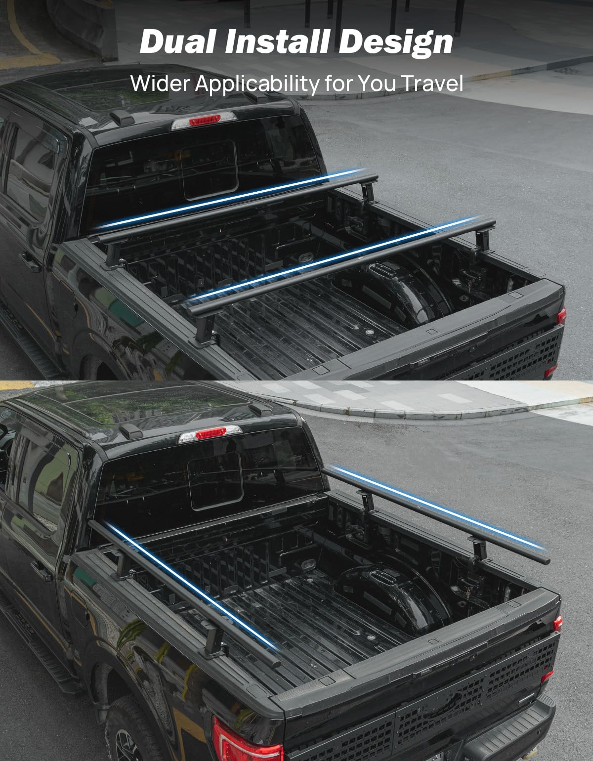 JOYTUTUS Full Size Truck Bed Cross Bars - Compatible with 2015-2025 Ford F150 F250, 2019-2025 Ram/Silverado/Sierra - Heavy Duty 660 LBS Capacity - 70.87