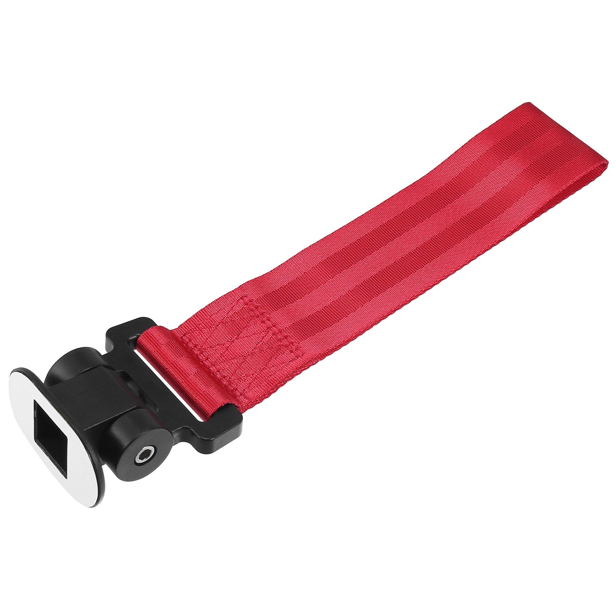 X AUTOHAUX Universal Front & Rear Bumper Tow Hook Strap - Heavy Duty Towing Belt for Cars, Trucks & SUVs - Decorative Red (Perfect for Off-Roading, Recovery & Emergency Towing)