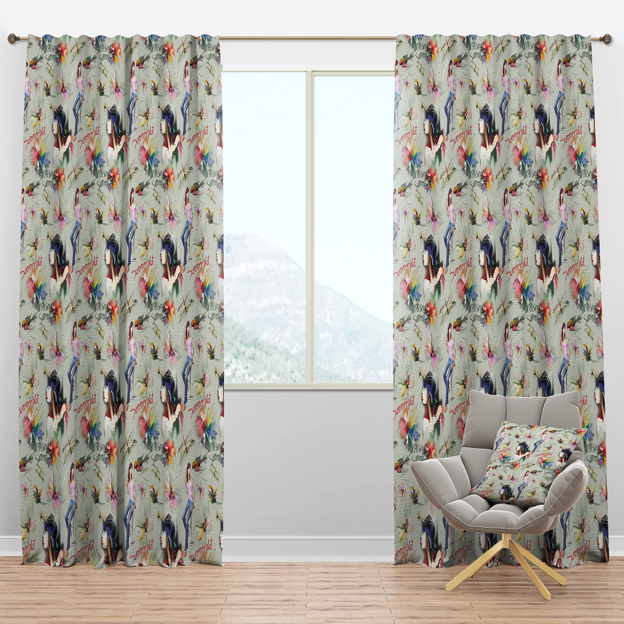 DesignQ Blackout Curtains 'Sweet Girl Summervibes' - Thermal Insulated Single Panel Window Drapes (52x120 inches) for Bedroom & Living Room - Perfect for Light Blocking, Privacy & Temperature Control