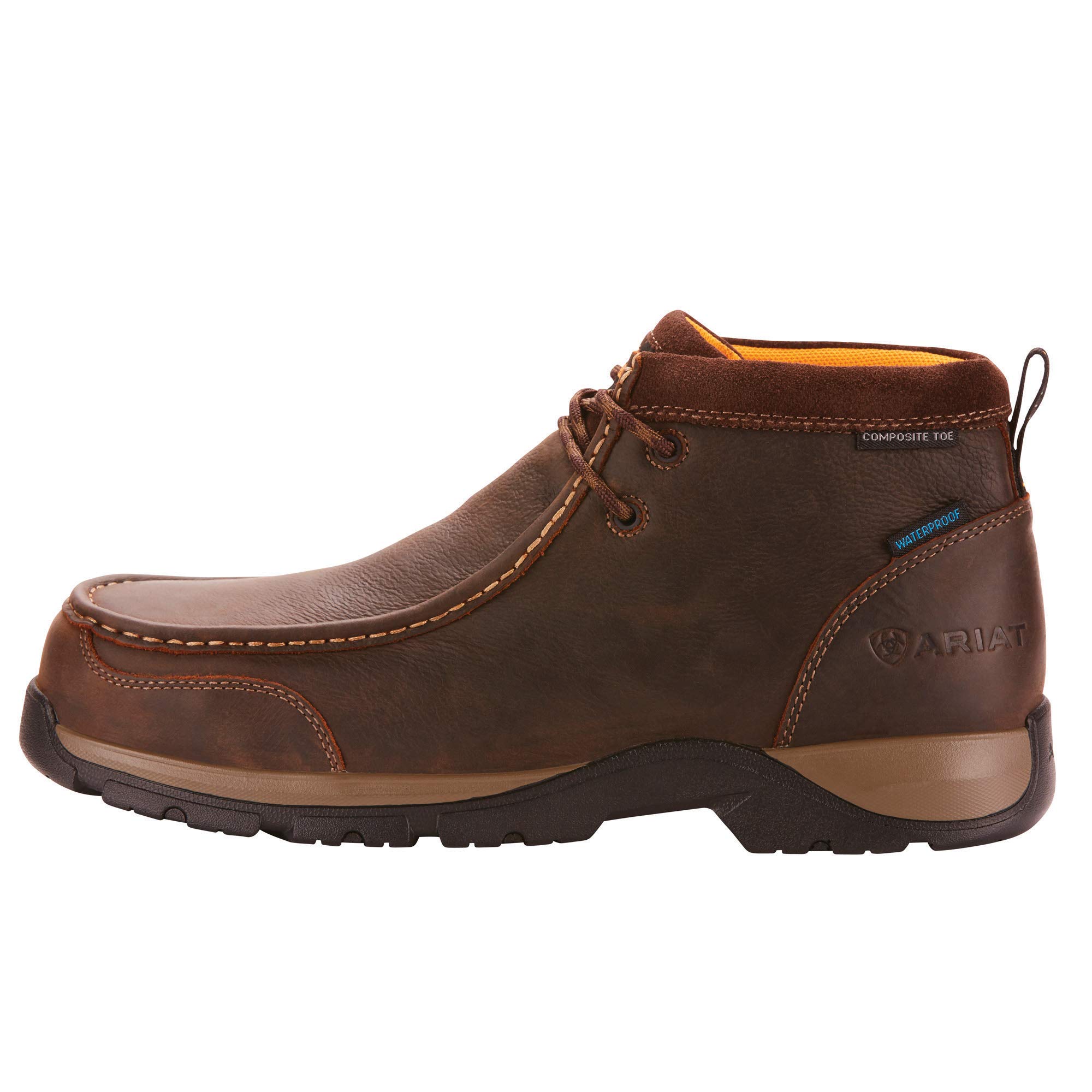 ARIAT Men's Edge LTE Moc Waterproof Composite Toe Work Boots - Dark Brown - Size 12 Wide | Slip Resistant Safety Shoes for Construction, Warehouse & Outdoor Work