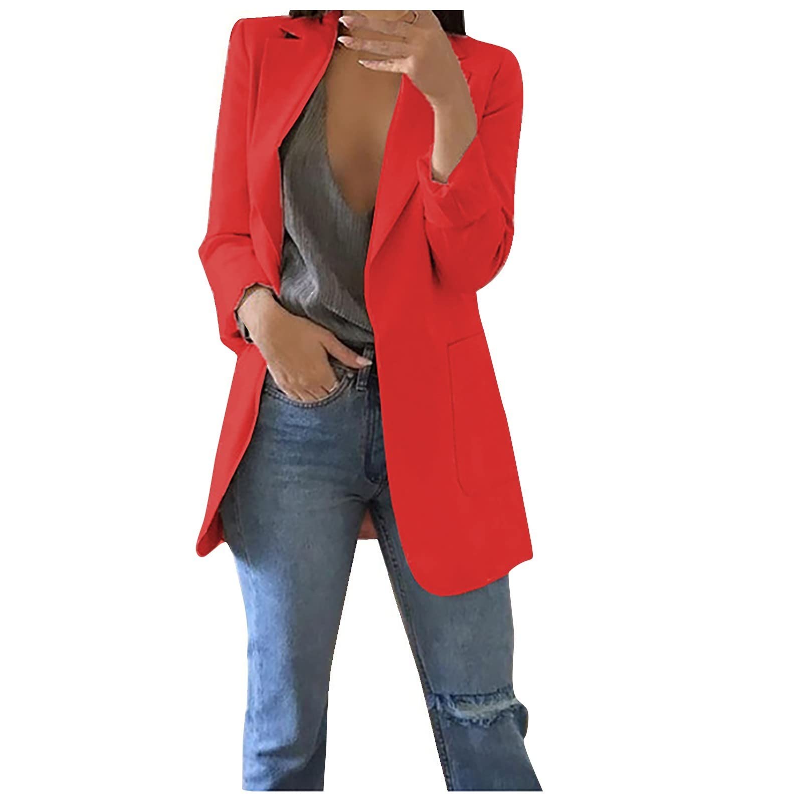 Elegant Women's Plus Size Blazer - Office & Casual Long Sleeve Jacket for Work