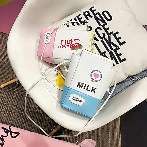 Kawaii Strawberry Milk Carton Crossbody Bag - Cute Japanese Style Shoulder Purse for Women, Phone Wallet & Essentials - Perfect for School, Travel & Cosplay