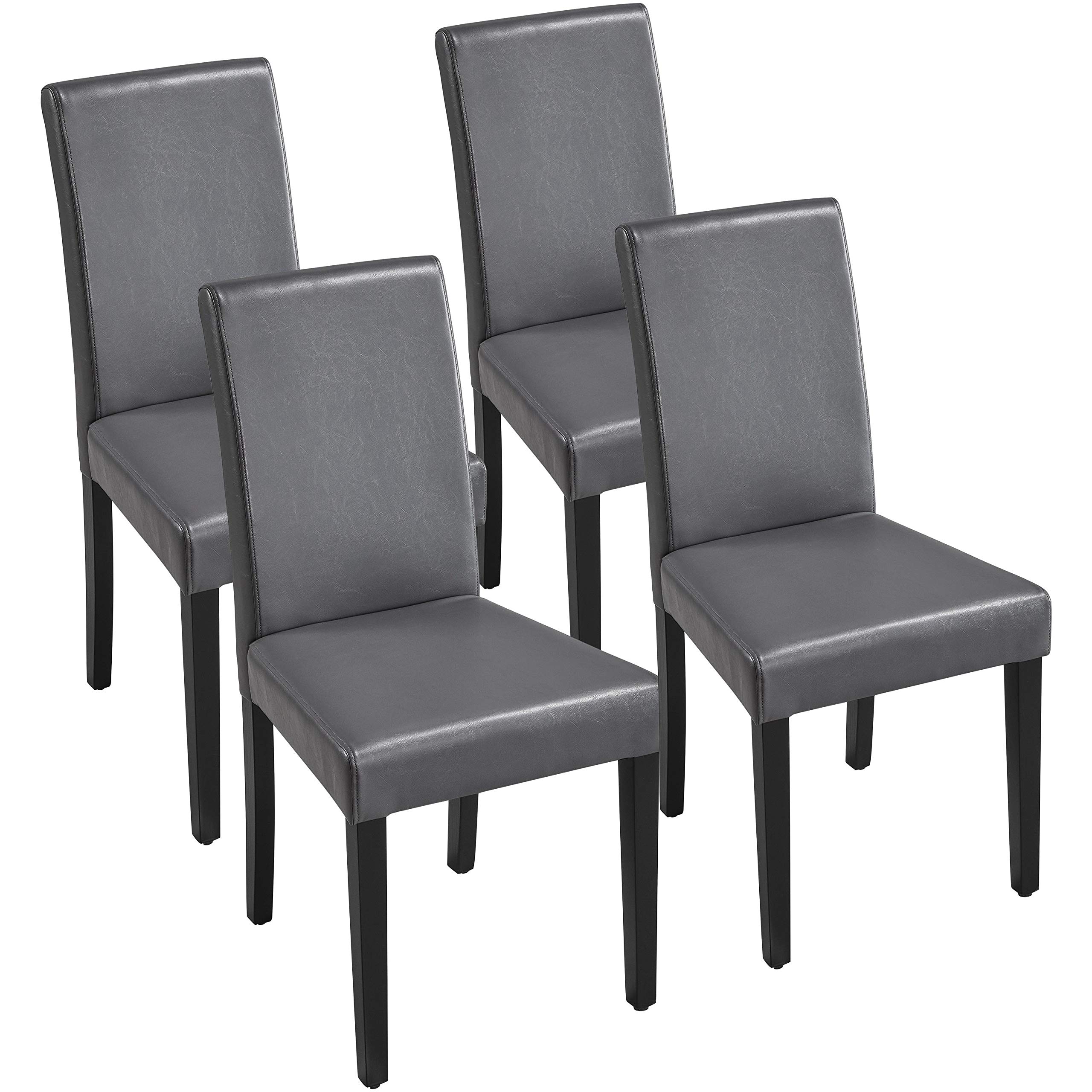 Topeakmart High Back Padded Dining Chairs with Rubber Wood Legs - Comfortable Kitchen Chairs for Home & Restaurants (Gray) | Perfect for Dining Rooms, Kitchens, and Small Spaces