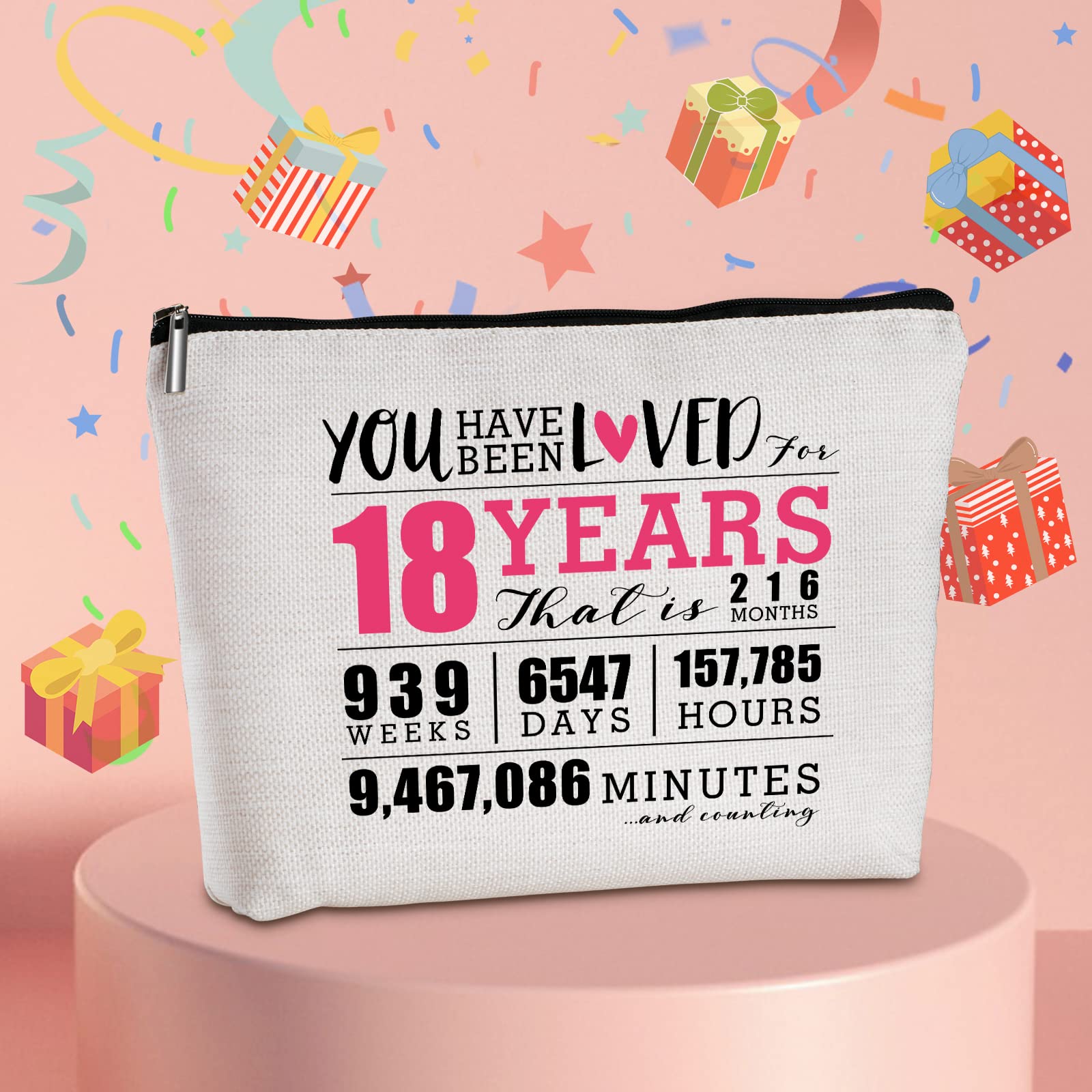 18th Birthday Gifts for Her - Travel Makeup Bag for Women | 18 Years Old Birthday Gift Ideas for Sister, Bestie, Daughter, Niece & Granddaughter | Perfect for Travel, Vacation & Daily Makeup Organization