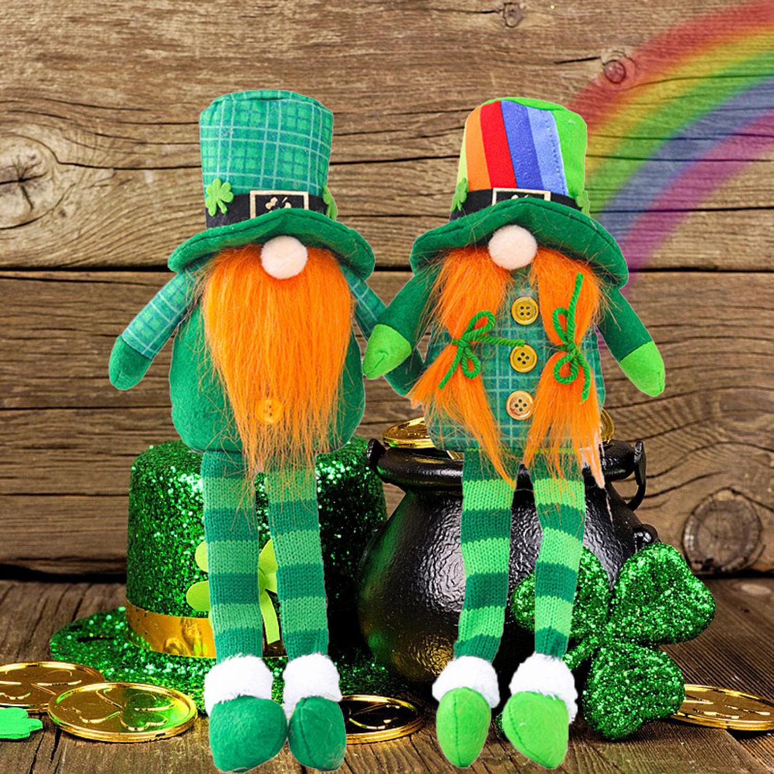 St. Patrick's Day Gnome Decor - Handmade Swedish Plush Mr & Mrs Irish Gnomes for Home, Table & Tiered Tray - Perfect for Holiday Decorations & Irish-Themed Parties