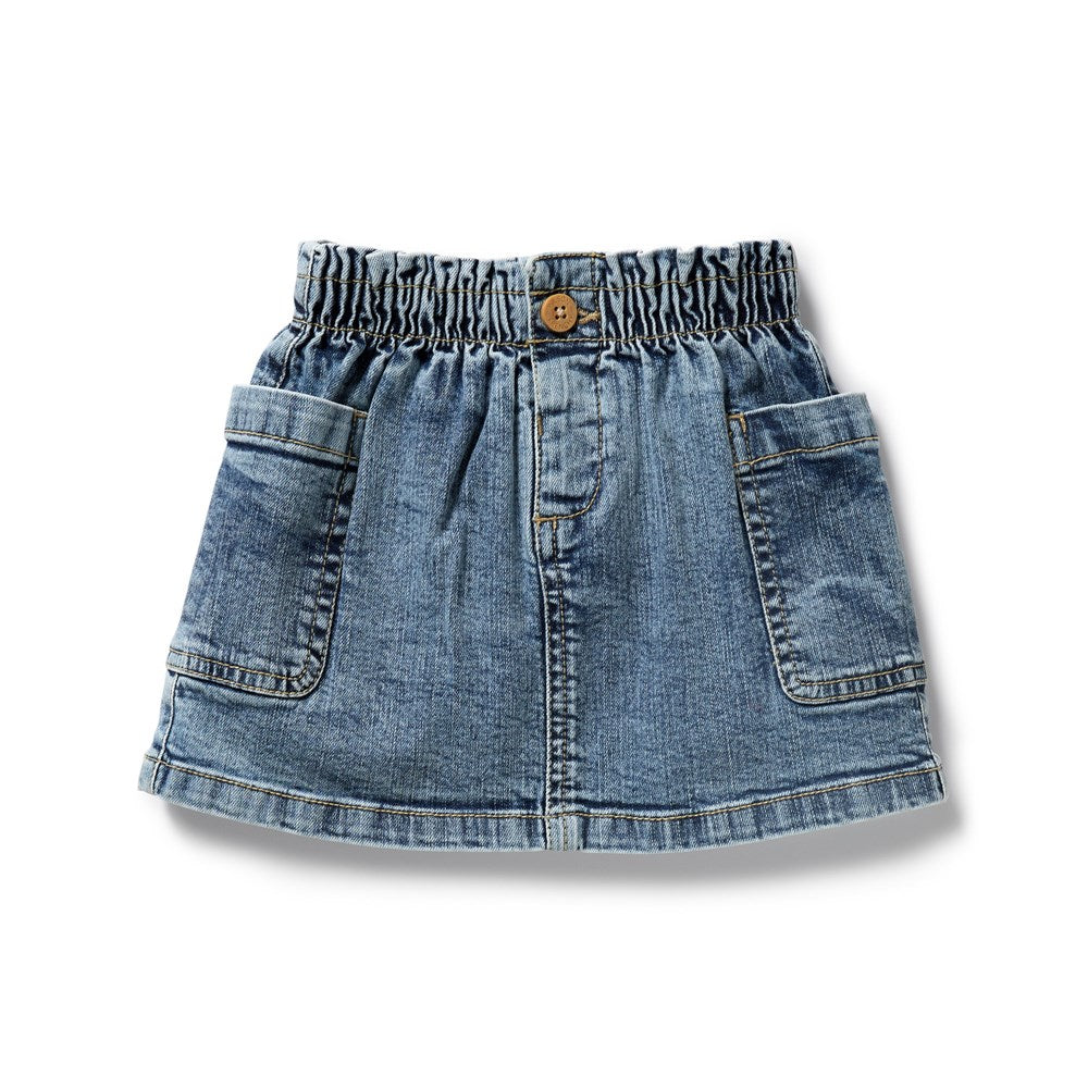 Organic Denim Skirt for Women - High Waisted A-Line Sustainable Cotton Skirt - Perfect for Casual Outfits, Office Wear & Summer Fashion