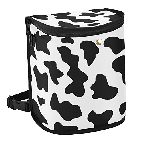 Waterproof Cow Print Car Trash Can with Lid - Leakproof Hanging Vehicle Garbage Bin Organizer for Back Seat, Large Capacity Car Accessories - Perfect for Road Trips, Travel, Camping & Daily Commute
