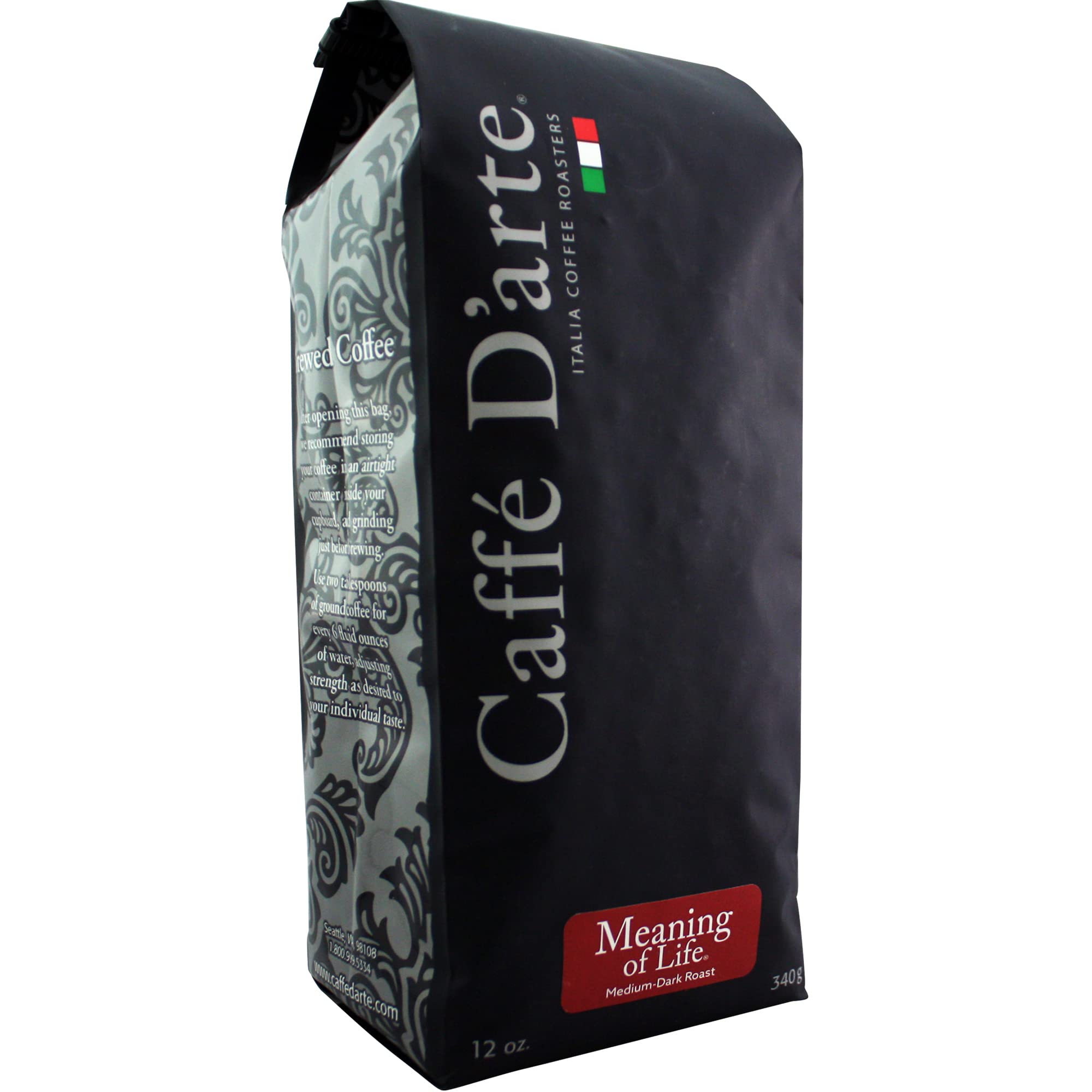 Premium Caffe D'arte Meaning of Life Blend Whole Bean Coffee, 12 oz - Dark Roast Specialty Coffee Beans for Espresso, French Press & Drip Brewing - Perfect for Home, Office & Gifting