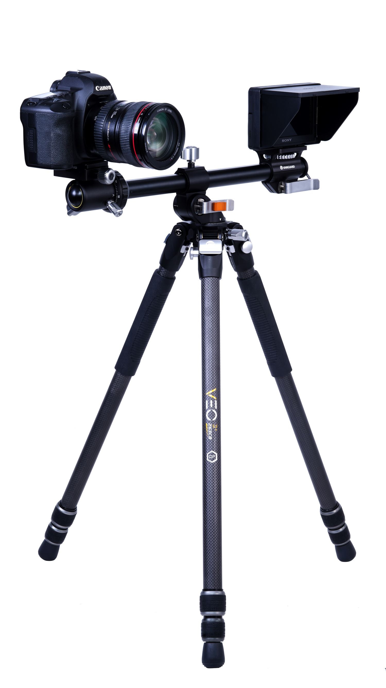 Professional Carbon Fiber Tripod with Ball Head - VEO 3+ 263CB | Lightweight & Stable for Overhead Shooting, Photography, Videography, Travel & Outdoor Adventures