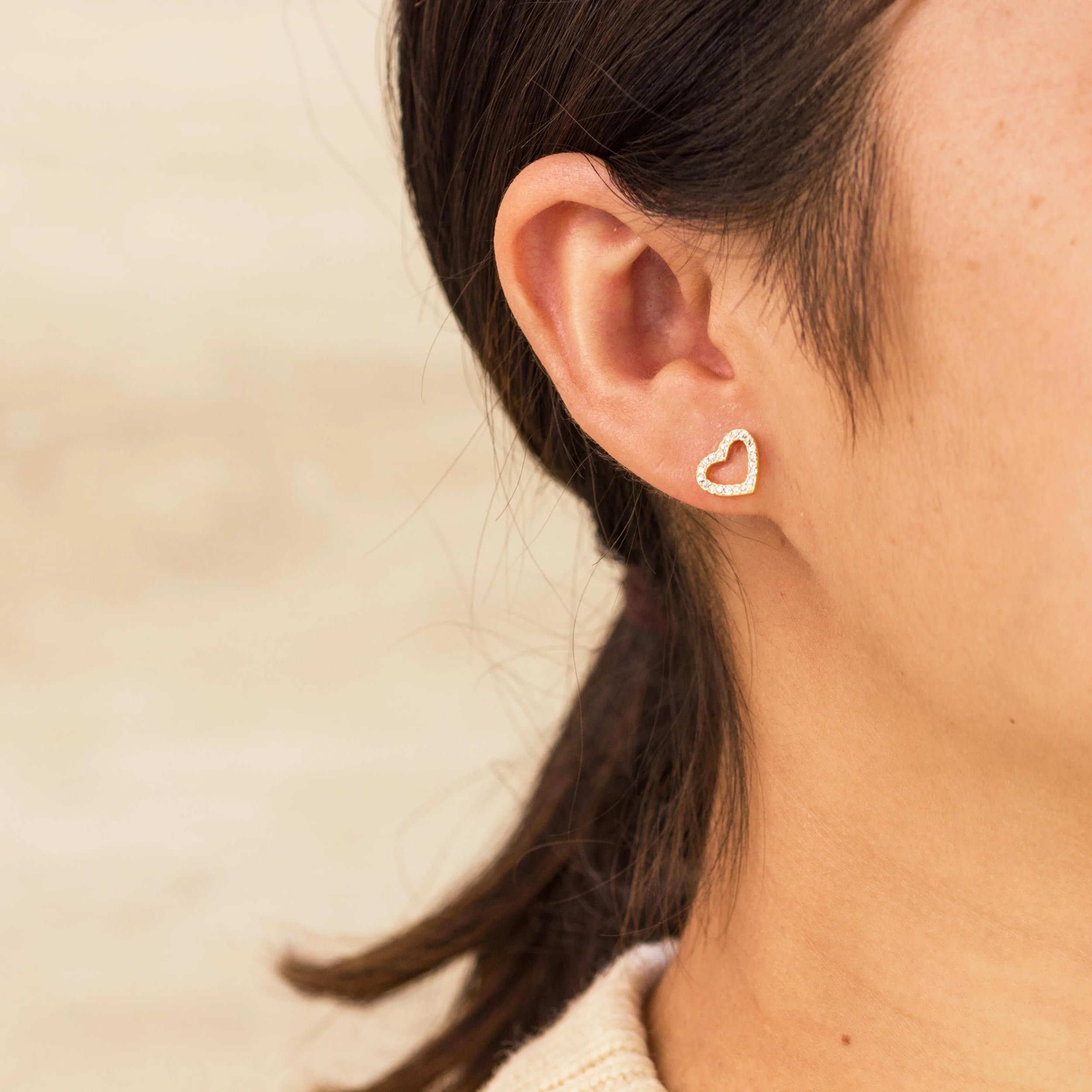 Gold Plated Open Heart Earrings with Zirconia - Perfect for Gifts & Date Nights