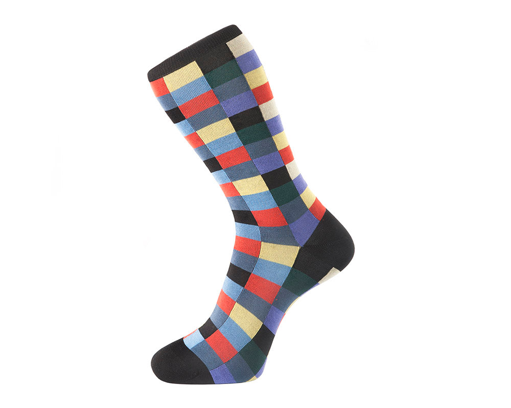 Fortis Green Men's Checkered Black Socks - Comfortable & Stylish for Casual Wear, Office & Outdoor Activities
