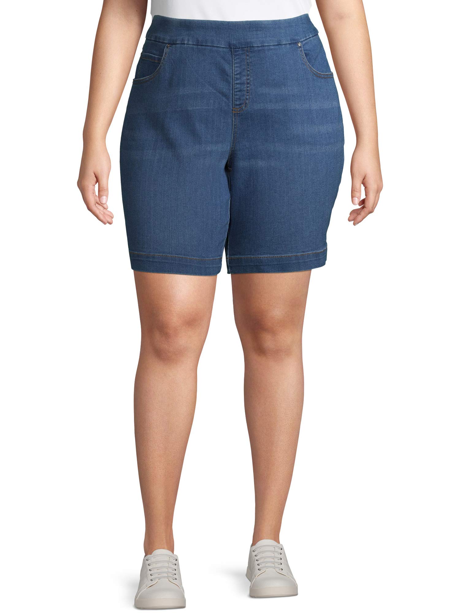 Jack David Women's Premium Plus Size Stretch Denim Shorts - Blue Black Wash | Comfortable & Stylish for Casual Outings, Summer Wear & Everyday Fashion