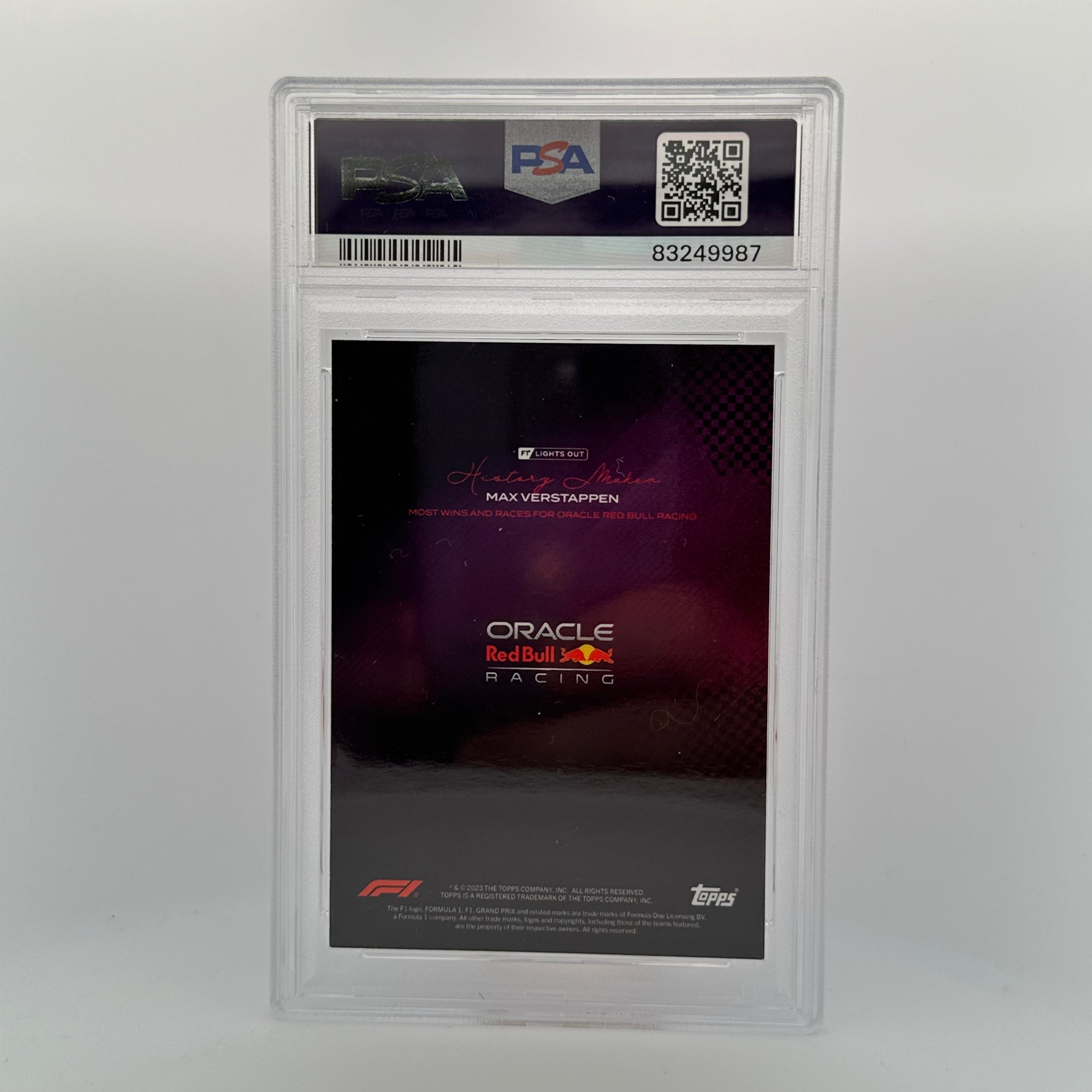PSA 9 Max Verstappen History Maker /150 - Most Wins & Races for Oracle Red Bull Racing Pink Trading Card - Perfect for F1 Collectors and Motorsport Fans Display