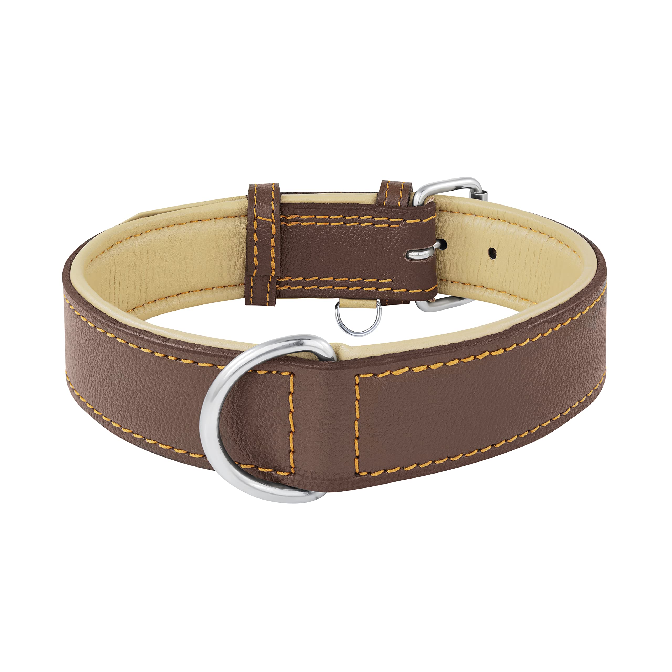 Premium Genuine Leather Dog Collar for Medium Dogs - Adjustable 13.5