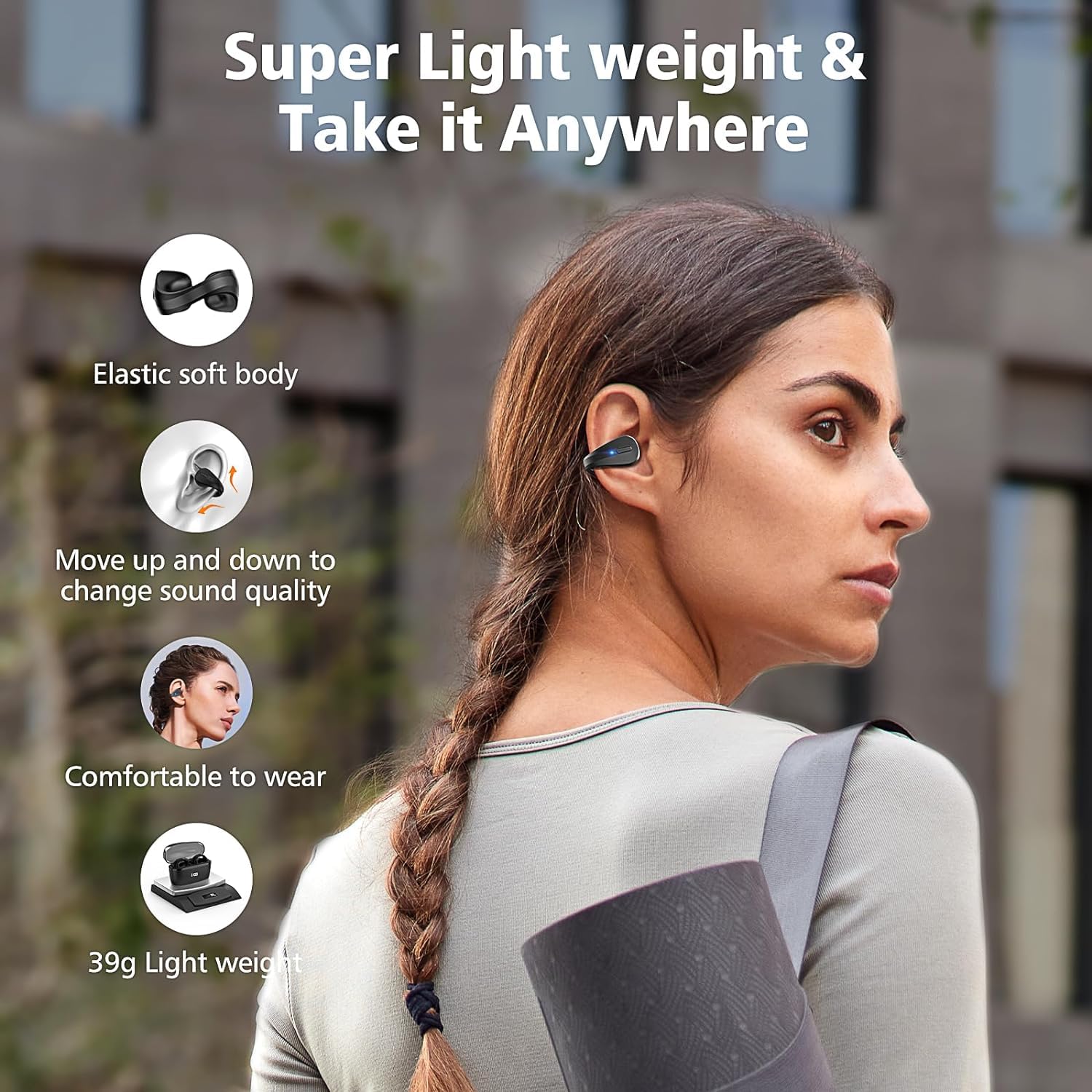 S600 Open Ear Clip Bluetooth Headphones - Wireless Sports Headset for Running, Cycling & Gym - Comfortable Secure Fit - Sweatproof & Lightweight (Black) - Perfect for Outdoor Activities & Workouts