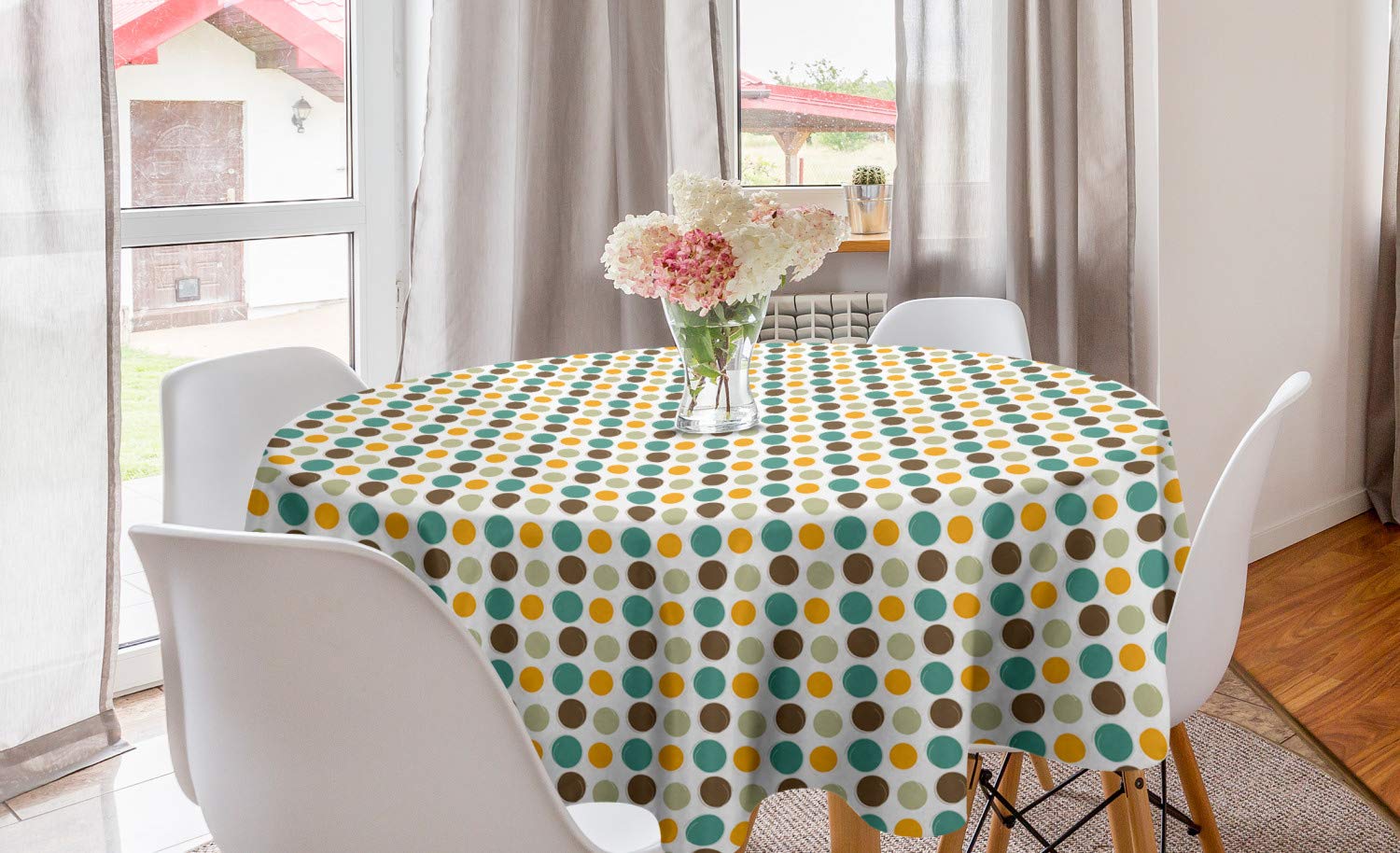 Ambesonne Retro Round Tablecloth - 60