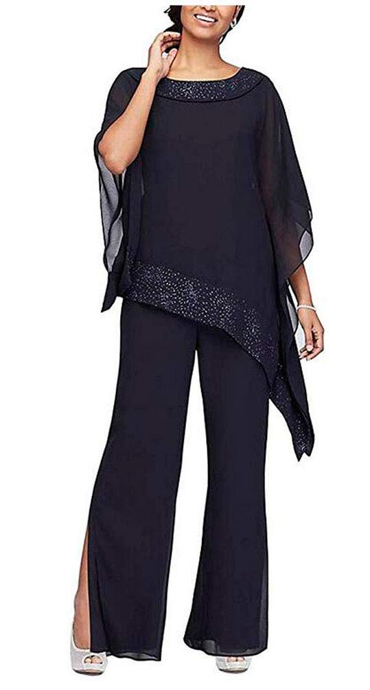 Elegant 3-Piece Beaded Chiffon Pantsuit Set for Mother of the Bride - Formal Evening Gowns & Women's Outfits - Perfect for Weddings, Galas & Special Occasions