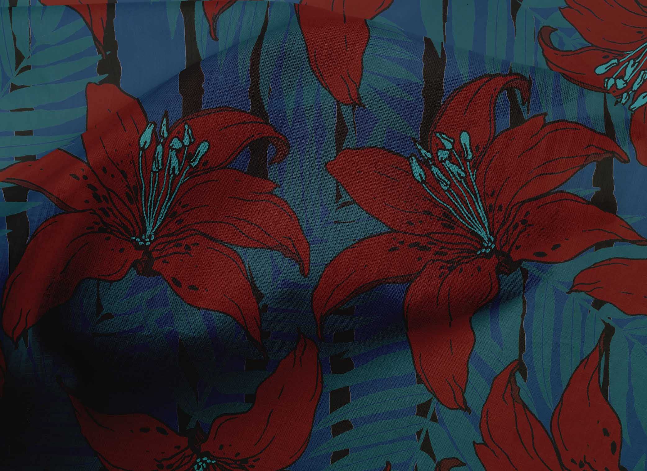 oneOone Cotton Poplin Maroon Fabric with Leaves & Floral Print - 42 Inch Wide DIY Sewing Material for Clothing, Dresses, Quilts & Home Decor Projects | Premium Fabric by The Yard