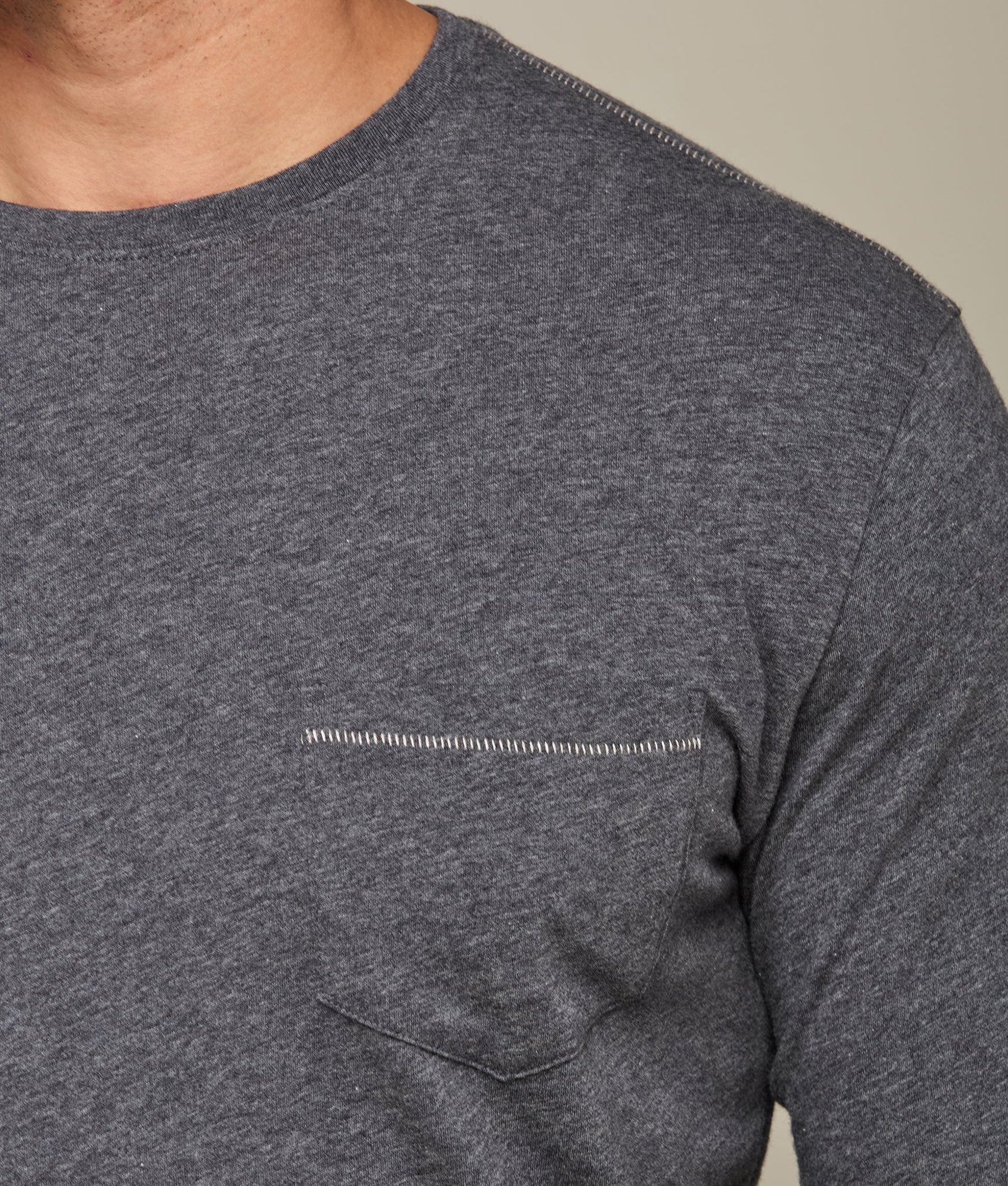 Long Sleeve Bar Stitch T-Shirt for Men & Women - Comfortable Grey Casual Tee - Perfect for Daily Wear, Workouts, and Layering