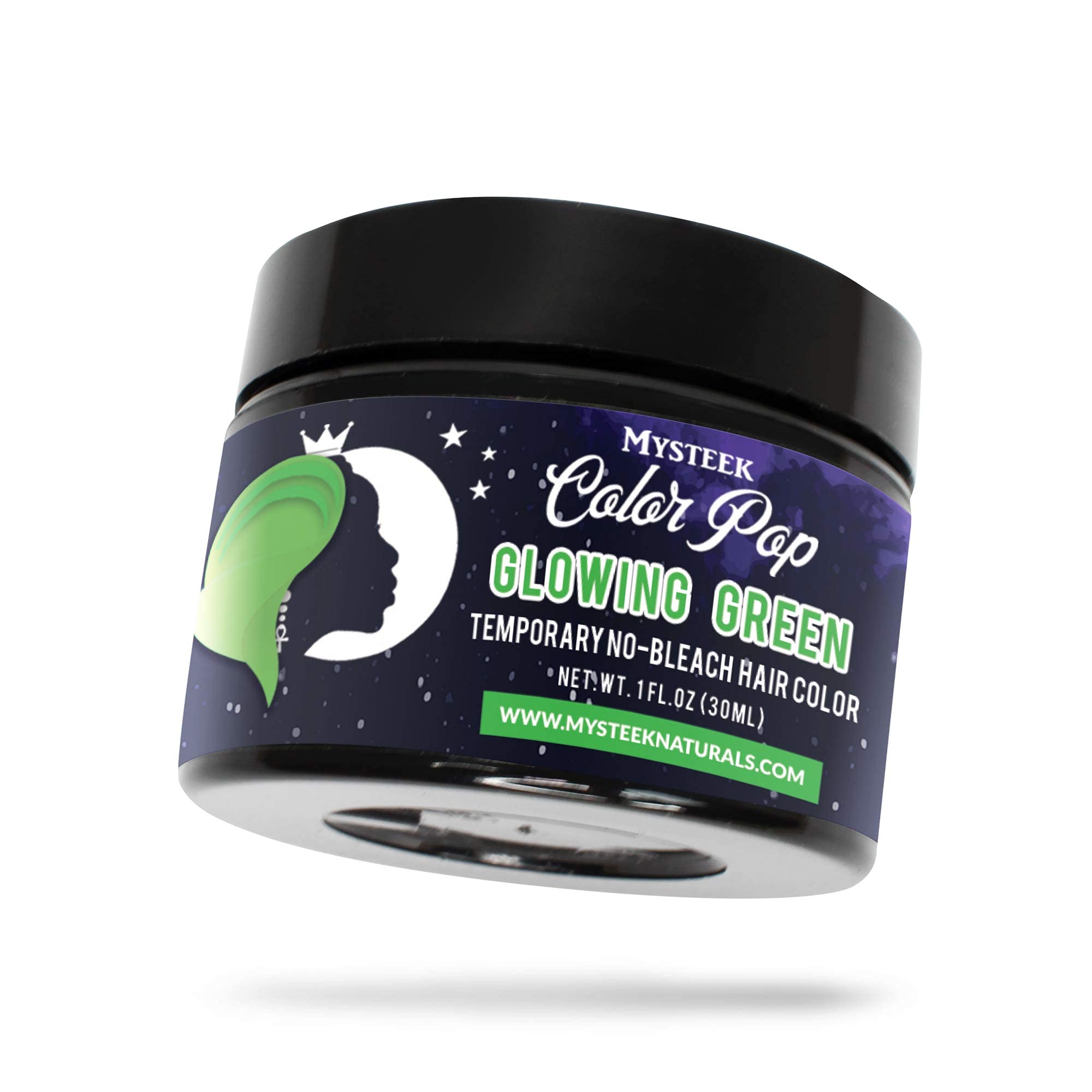 **Mysteek Temporary Hair Color - Glowing Green (1 Fl Oz) | No Bleach Needed, Washes Out Easily | Safe for Dark & Light Hair | Perfect for Parties, Halloween & Festivals**