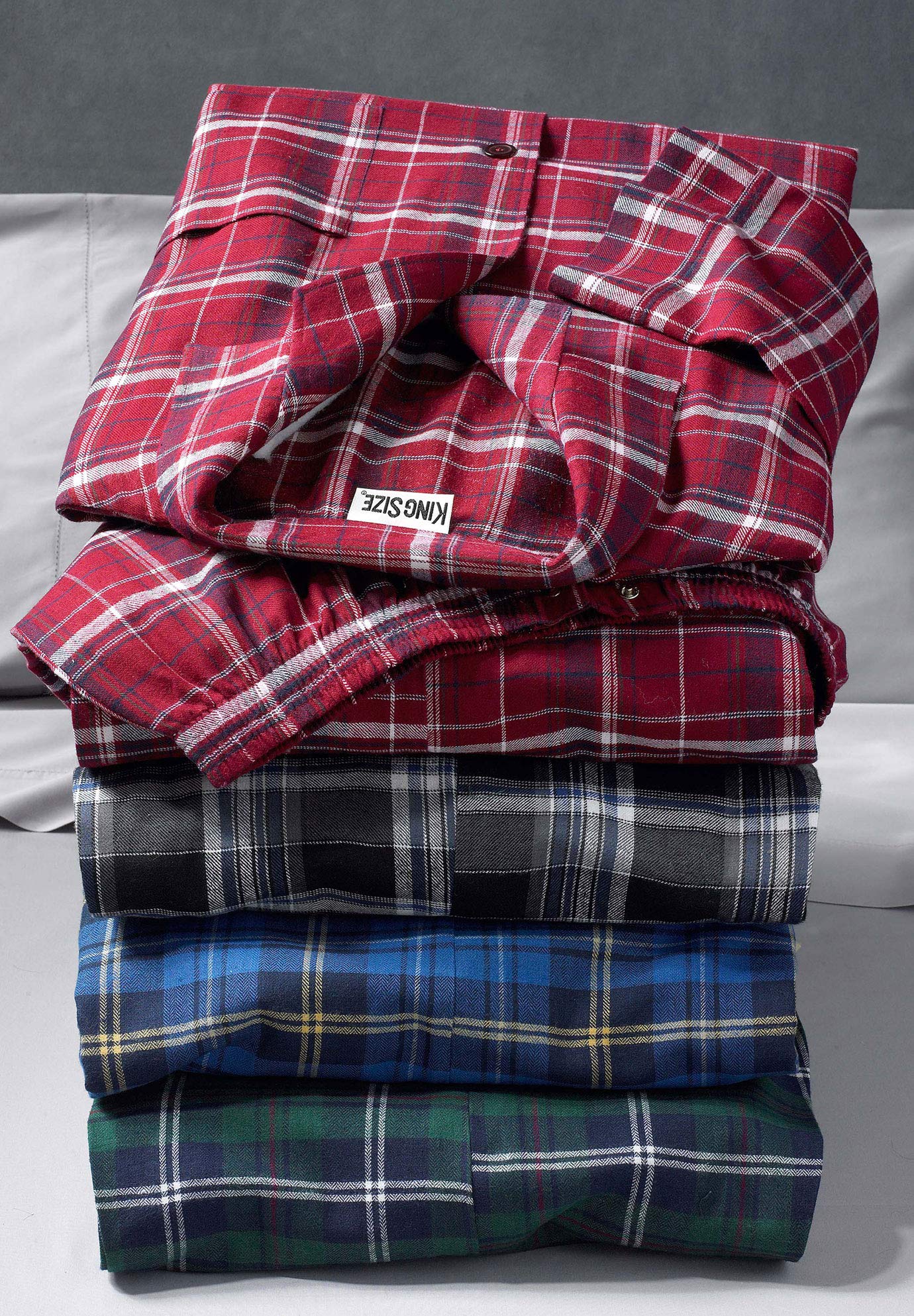 KingSize Men's Big & Tall Plaid Flannel Pajama Set - Soft & Comfortable Winter Sleepwear for Lounge & Home Relaxation