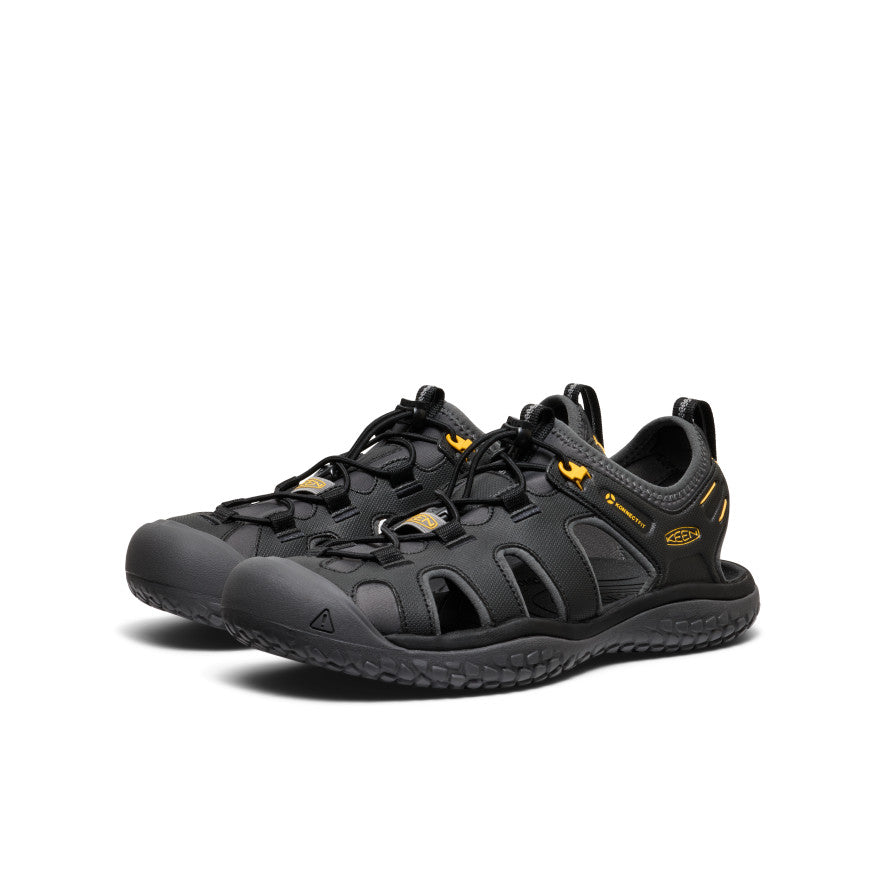 Men's SOLR Comfortable Outdoor Sandals - Black/Gold | Lightweight & Breathable for Hiking, Beach, and Summer Wear