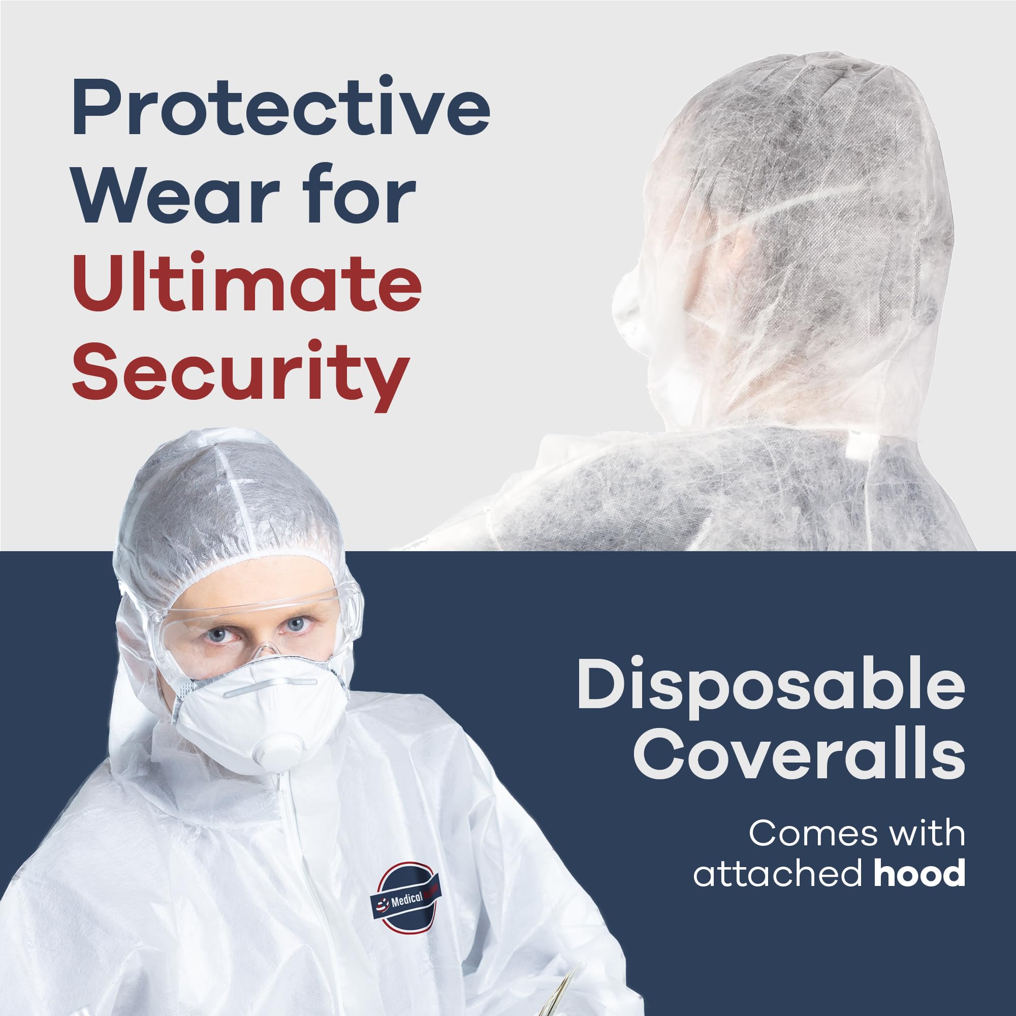Disposable Hazmat Suits - 25 Pack Light Duty Protective Coveralls with Attached Hood for Men & Women | Chemical, Paint & Work Protection | Large Size | Ideal for Painting, Cleaning, Chemical Handling & Industrial Safety