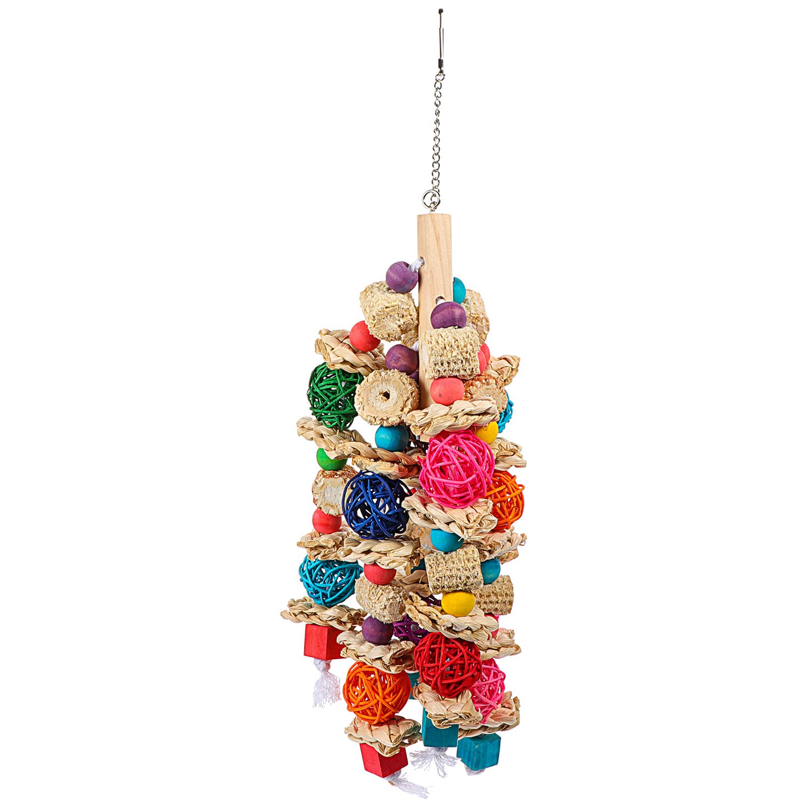 LUOZZY Natural Wooden Parrot Chew Toy for Birds - Safe Teething & Biting Toy for Parakeets, Cockatiels - Hanging Cage Accessory for Mental Stimulation & Beak Care - Perfect for Playtime & Training Sessions