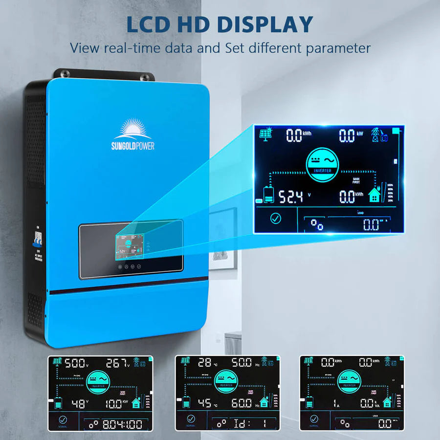 SunGoldPower 8KW 48V Split Phase Solar Inverter | Pure Sine Wave | Off-Grid & Hybrid Solar System | Perfect for Home, RV, and Cabin Power Backup