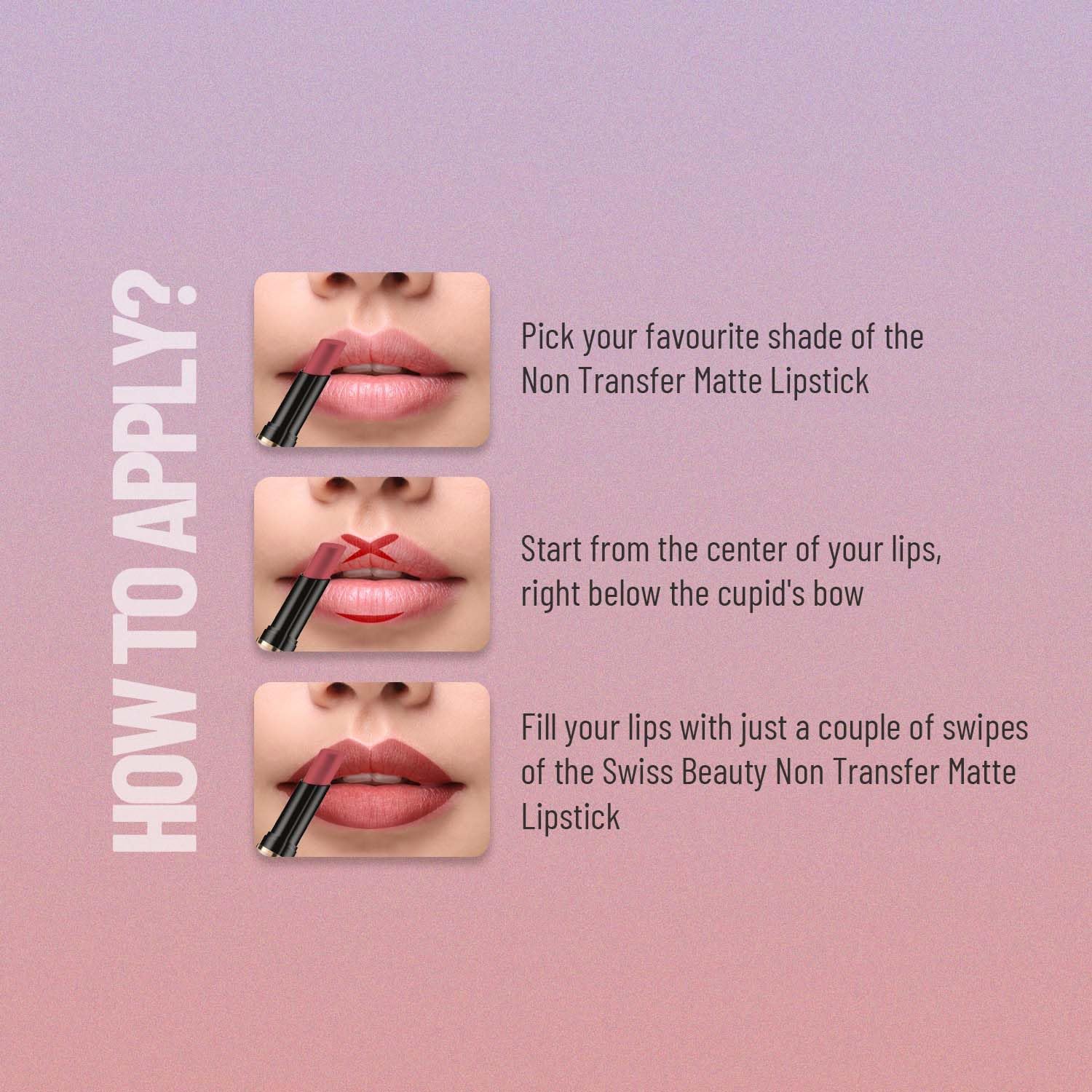 Swiss Beauty Non-Transfer Waterproof Matte Lipstick with Jojoba Oil - Long Lasting, Highly Pigmented (Shade: Bare, 3g) | Perfect for Daily Wear, Parties & Special Occasions