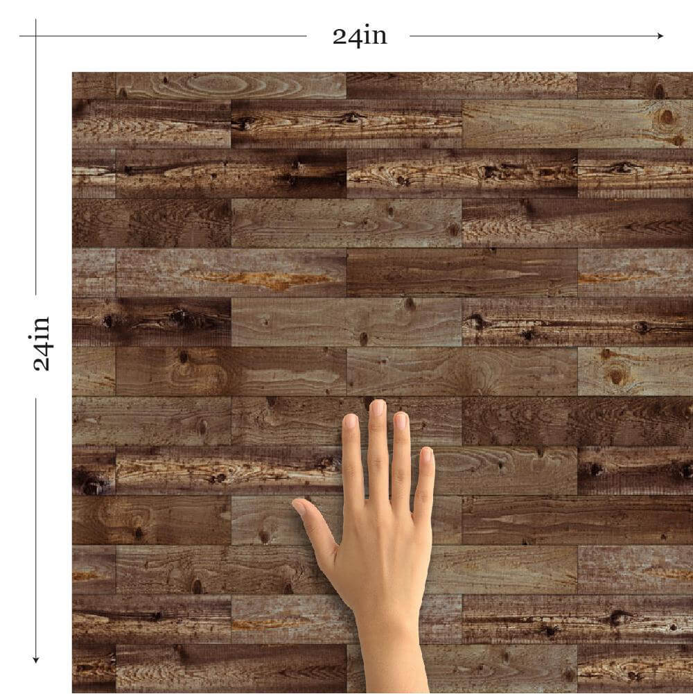Brown Faux Wood Peel and Stick Removable Wallpaper - Self-Adhesive Vinyl Wall Covering for Bedroom, Living Room, Kitchen Decor - Easy to Install & Remove