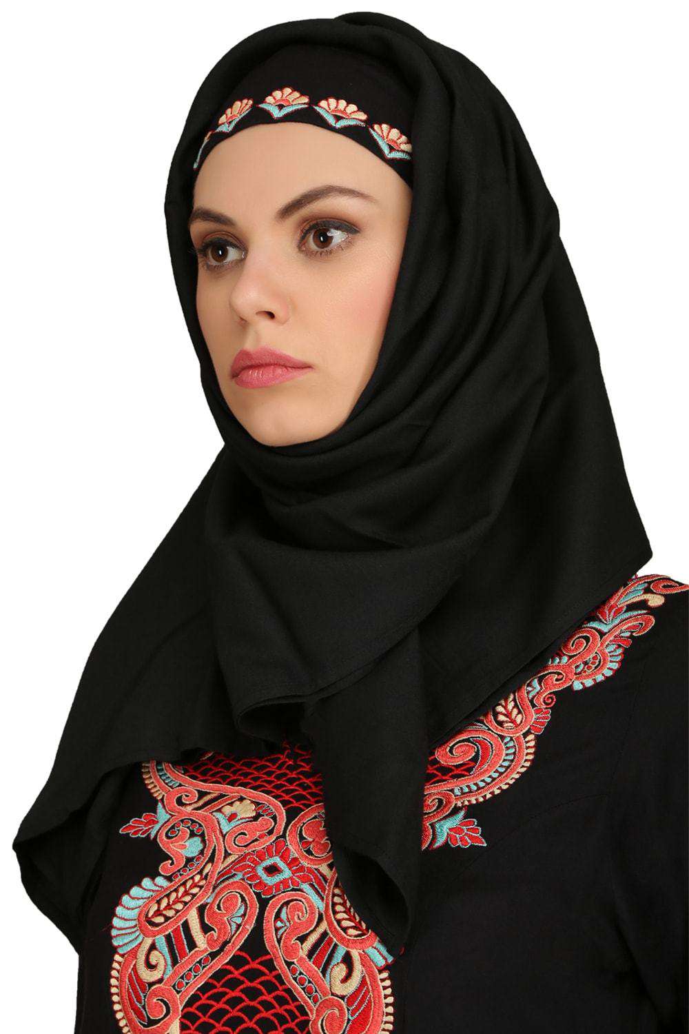 Jalilah Black Rayon Umbrella Abaya - Modest Islamic Prayer Dress for Women - Perfect for Mosque, Eid, and Special Occasions