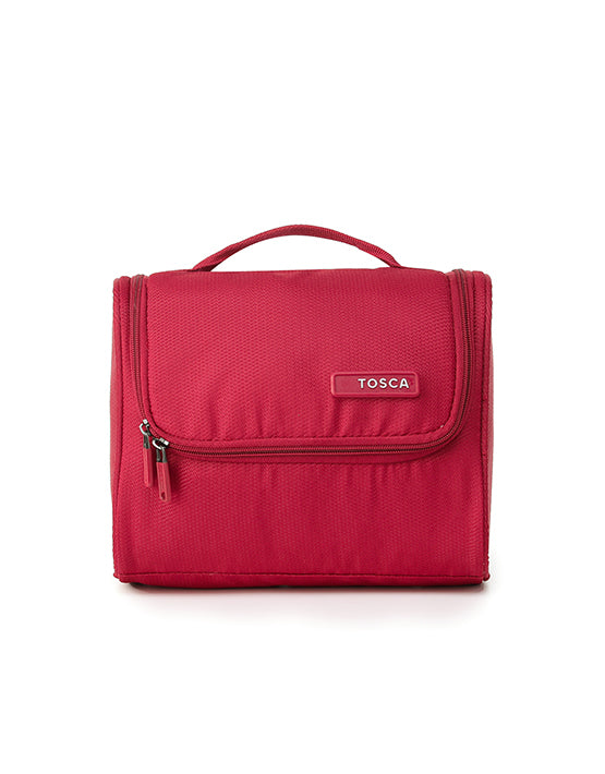 Tosca SO LITE Hanging Wetpack - Red | Lightweight Travel Makeup Bag for Women | Perfect for Gym, Beach & Vacation Essentials