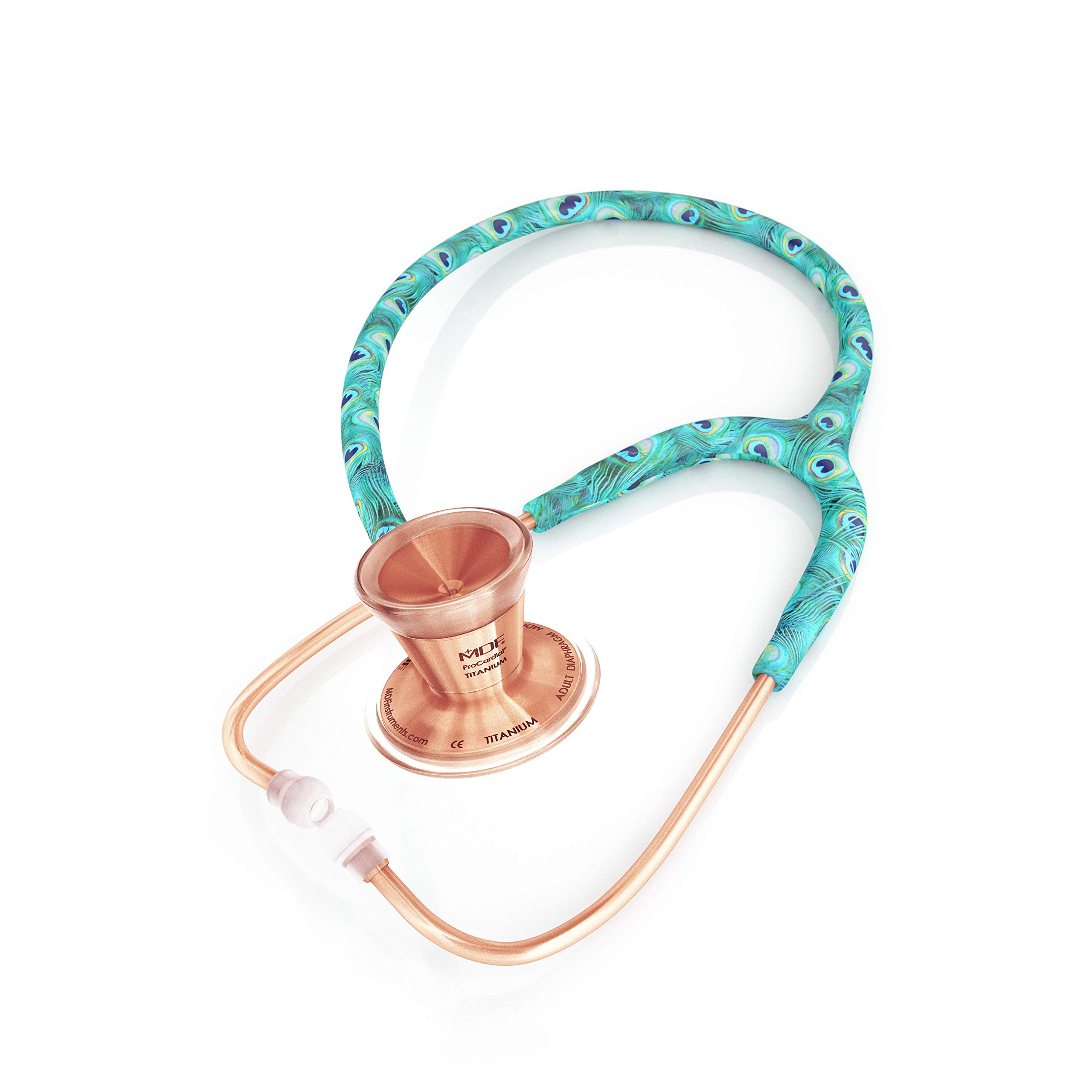 Premium MDF ProCardial Cardiology Stethoscope - Limited Edition Rose Gold & Peacock Design, Lightweight Titanium Dual Head for Adults | Ideal for Medical Professionals, Nursing Students & Healthcare Workers