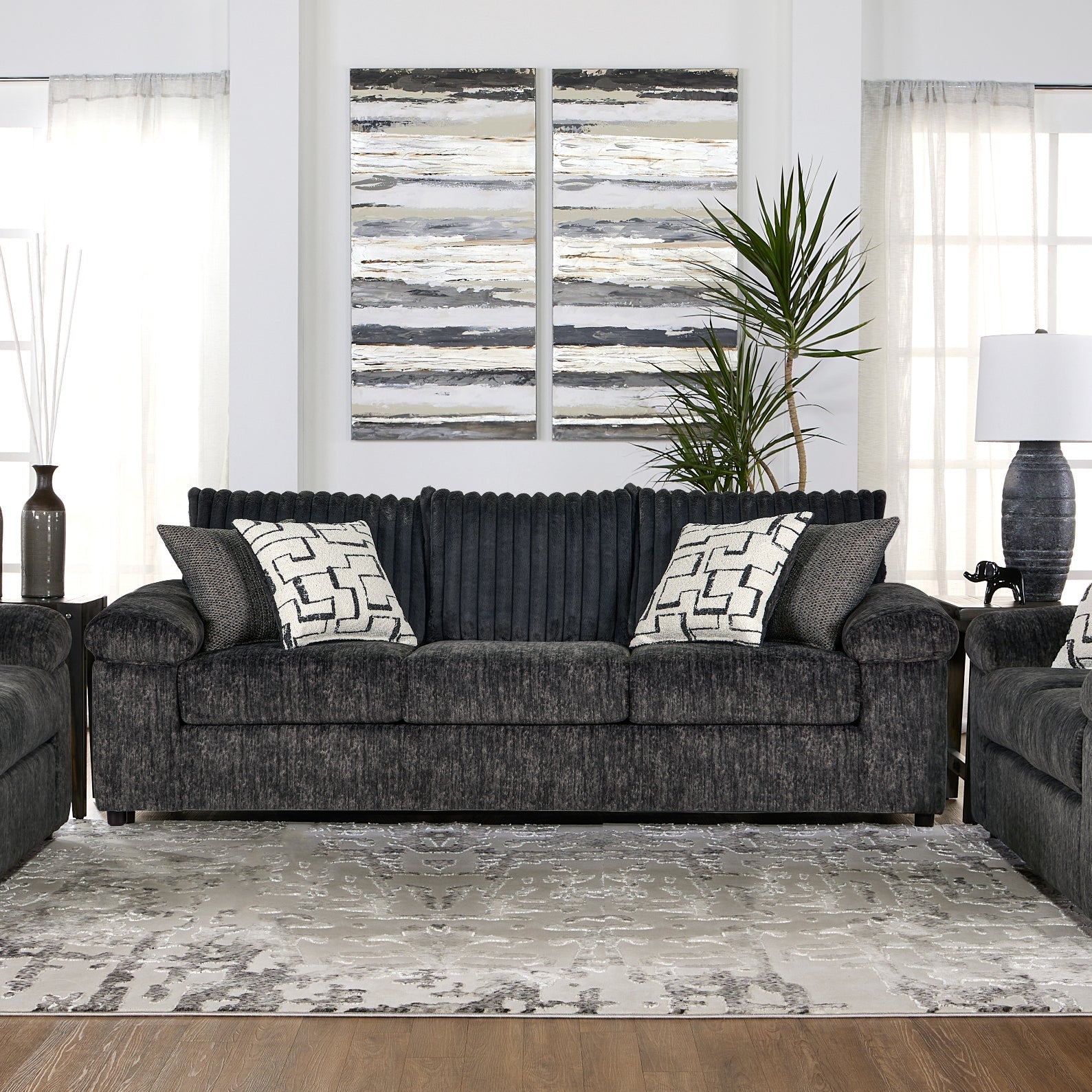 Roundhill Furniture Nason Wide Wale Corduroy Sofa - Modern Comfortable Fabric Couch for Living Room, Lounge & Home Decor