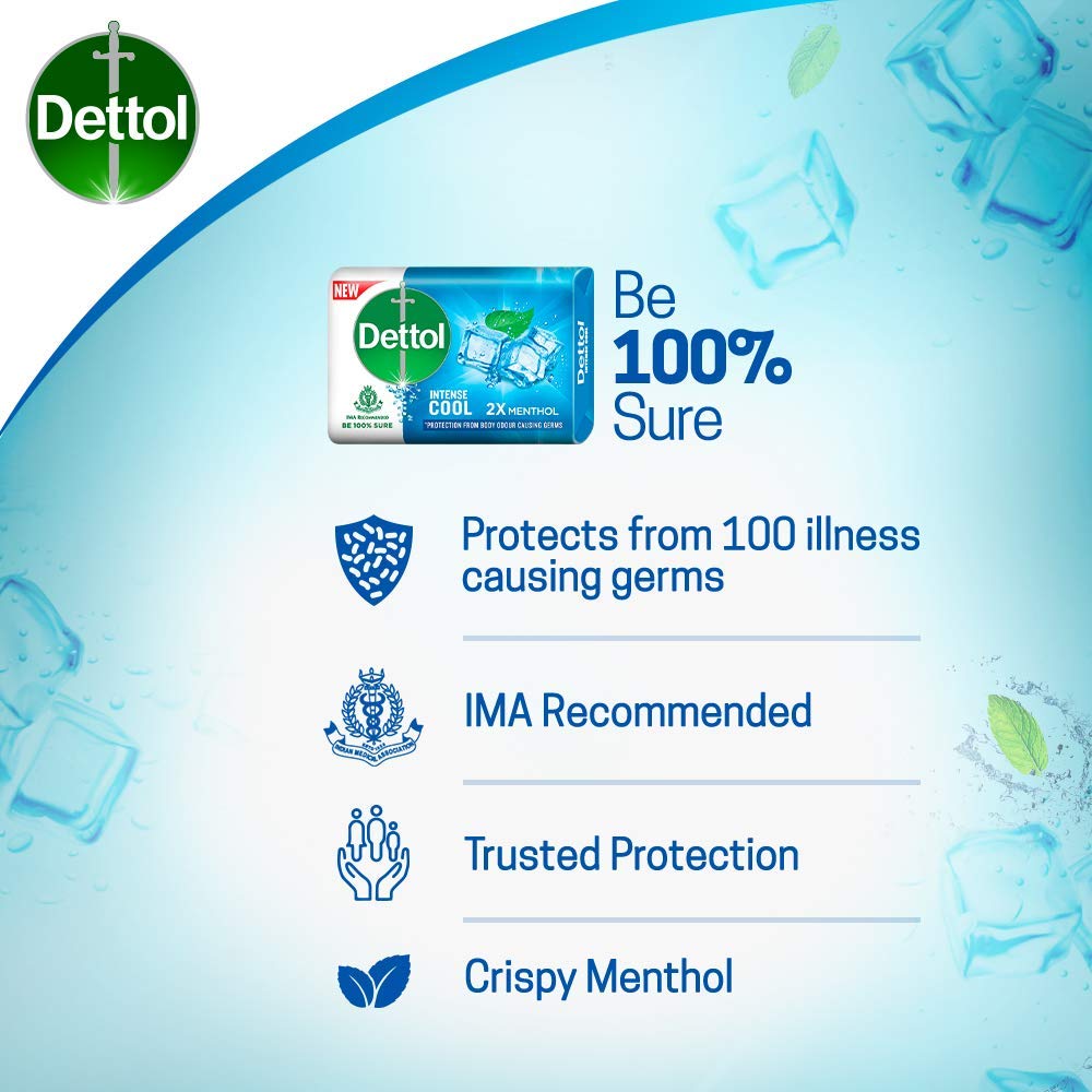 Dettol Cool Refreshing Soap Bar, 42g - Antibacterial Hand Wash for Daily Hygiene & Germ Protection at Home, Gym, or Travel