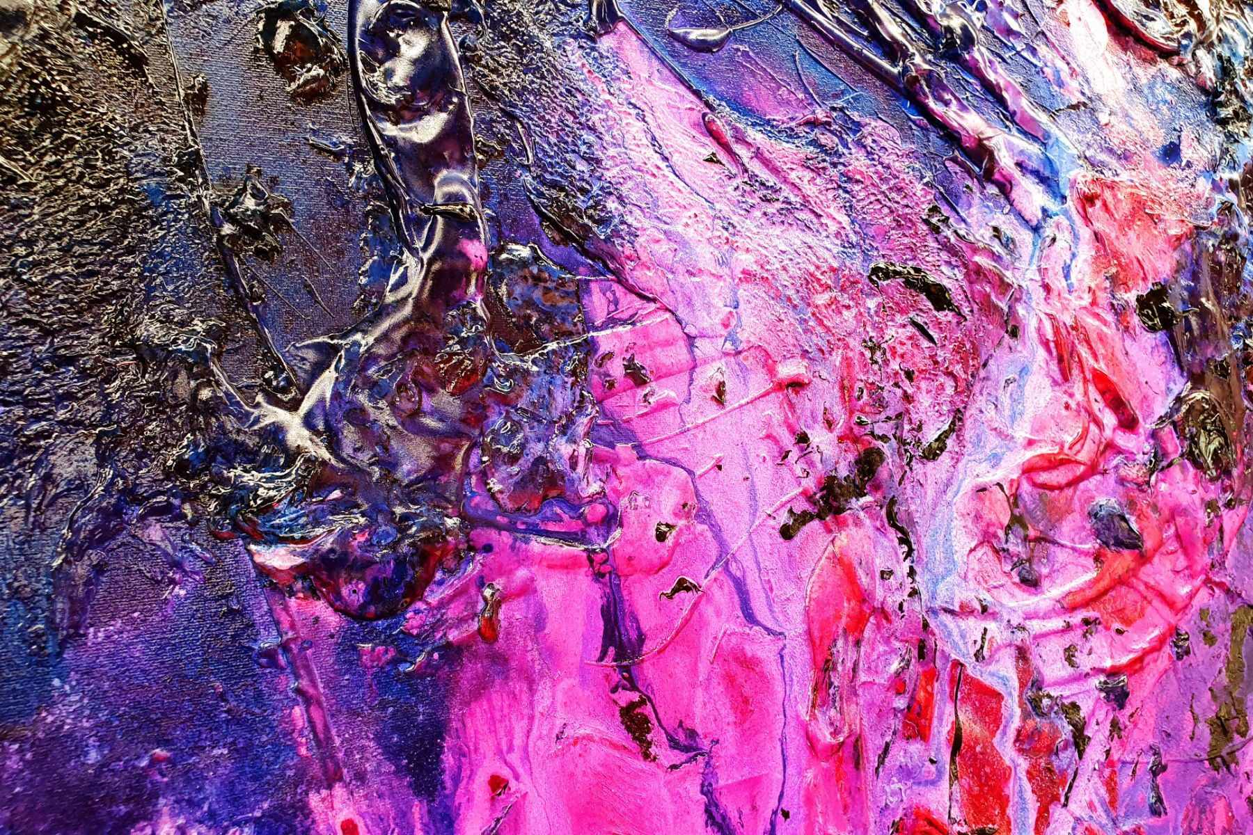Atomic Ninja 140cm x 100cm Pink Blue Textured Abstract Canvas Art - Modern Wall Decor for Living Room, Bedroom & Office