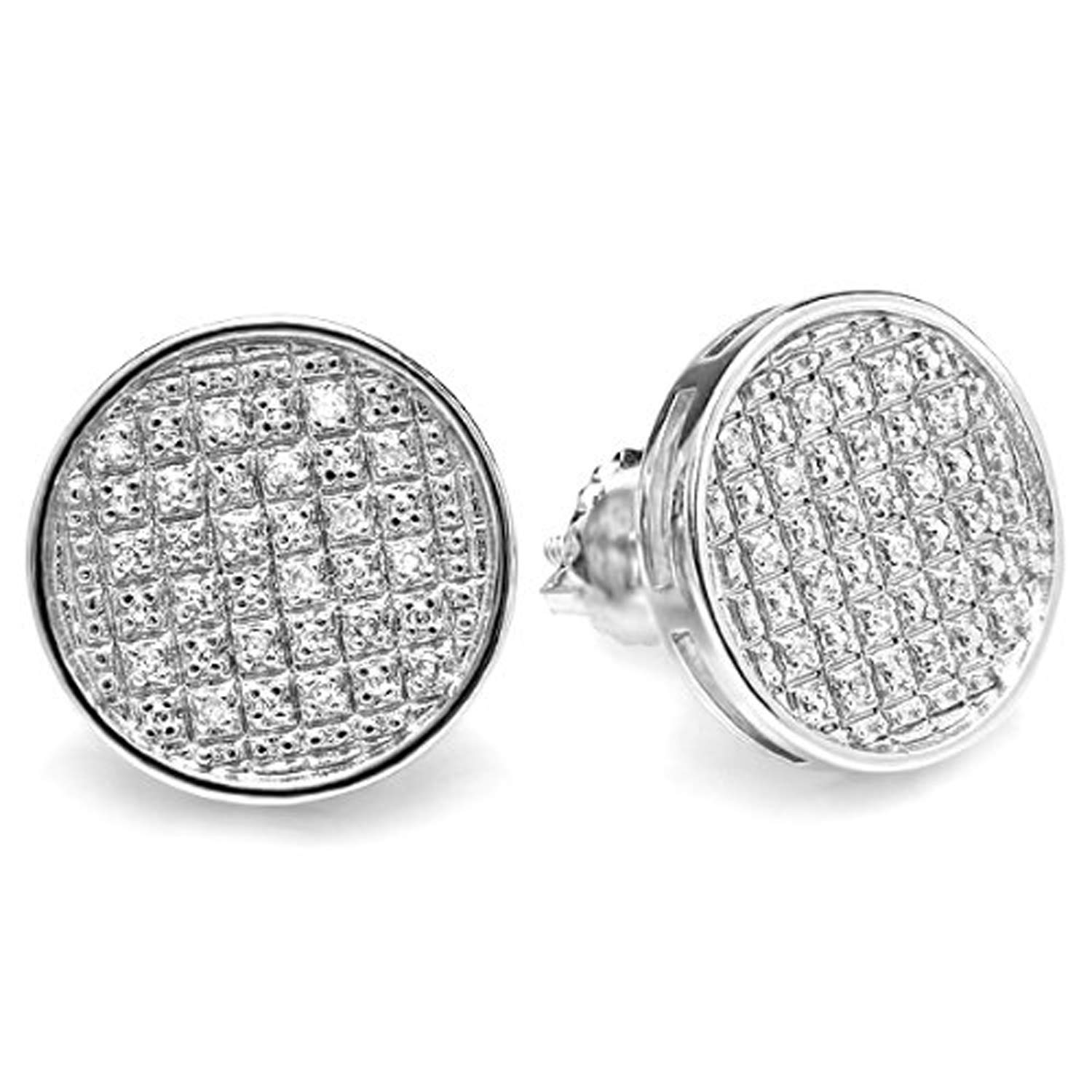 Dazzlingrock 0.25 Carat Round Diamond Stud Earrings for Men & Women - Sterling Silver Hip Hop Circle Earrings - Perfect for Parties, Gifts & Everyday Wear