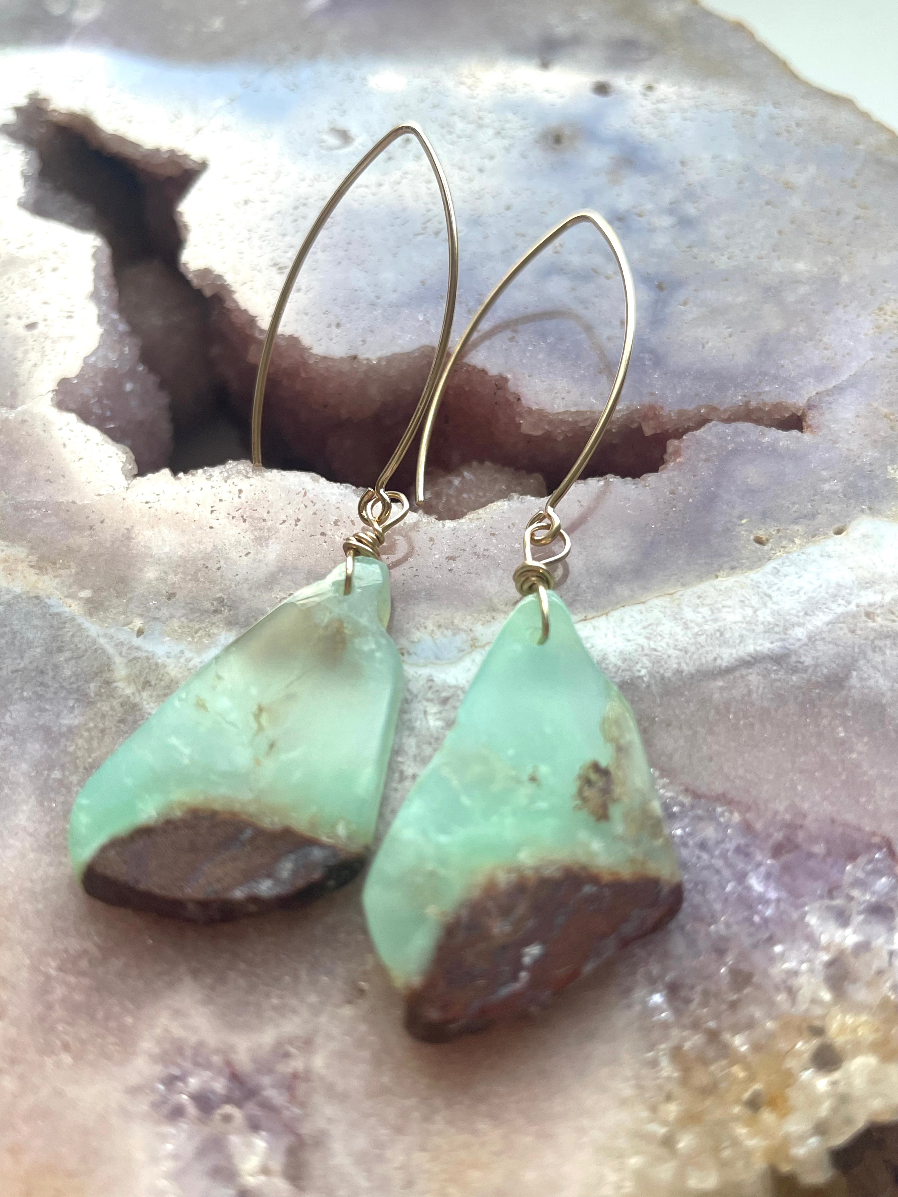 Chrysoprase Statement Earrings - 14K Gold Filled Dangle Earrings for Women | Elegant Jewelry Gift for Birthday, Wedding & Special Occasions